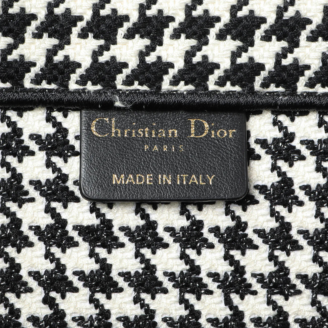 Christian Dior Black White Houndstooth Canvas Medium Book Tote - Image 9