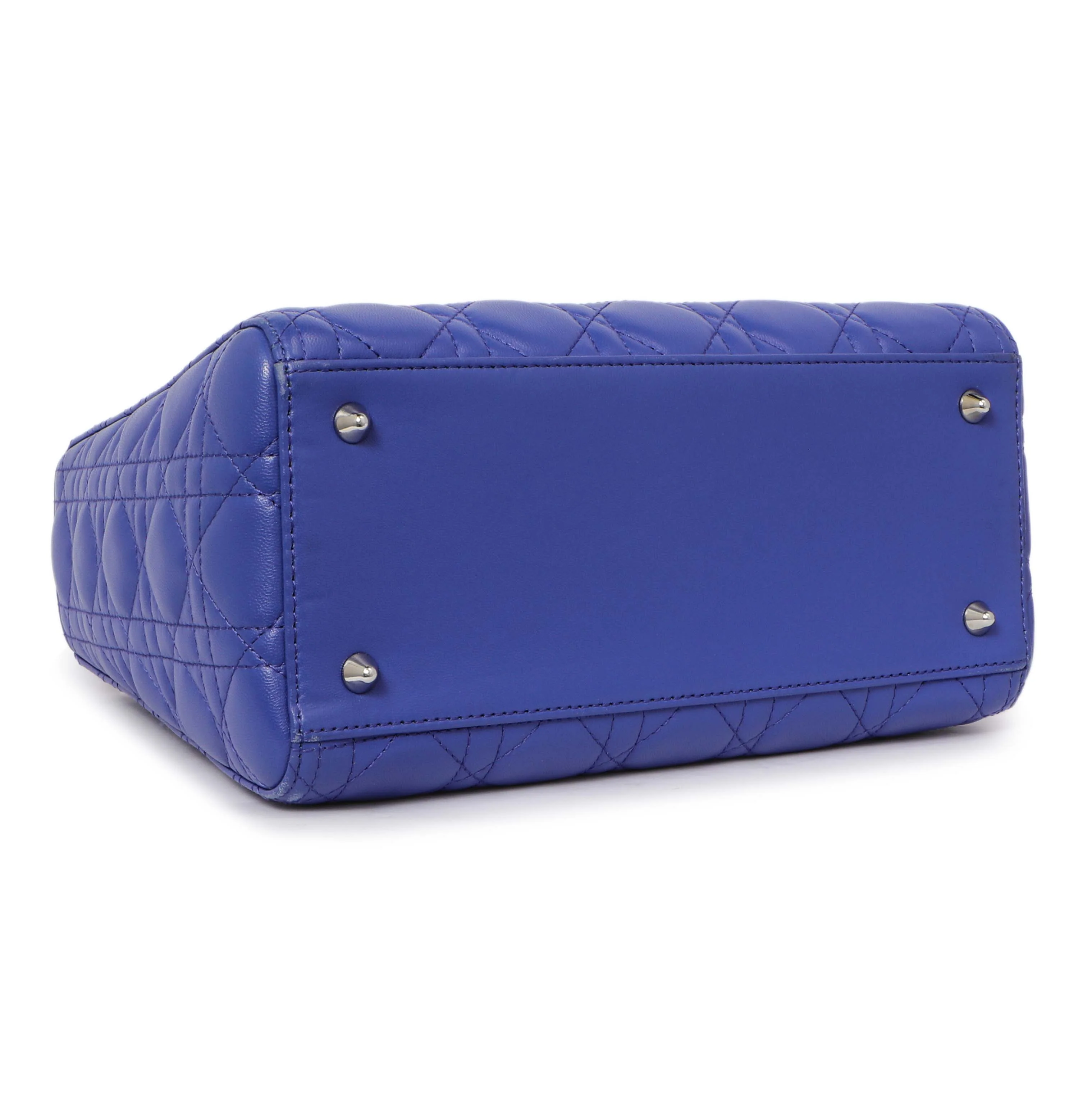 Christian Dior Blue Lambskin Cannage Medium Lady Dior - Image 3