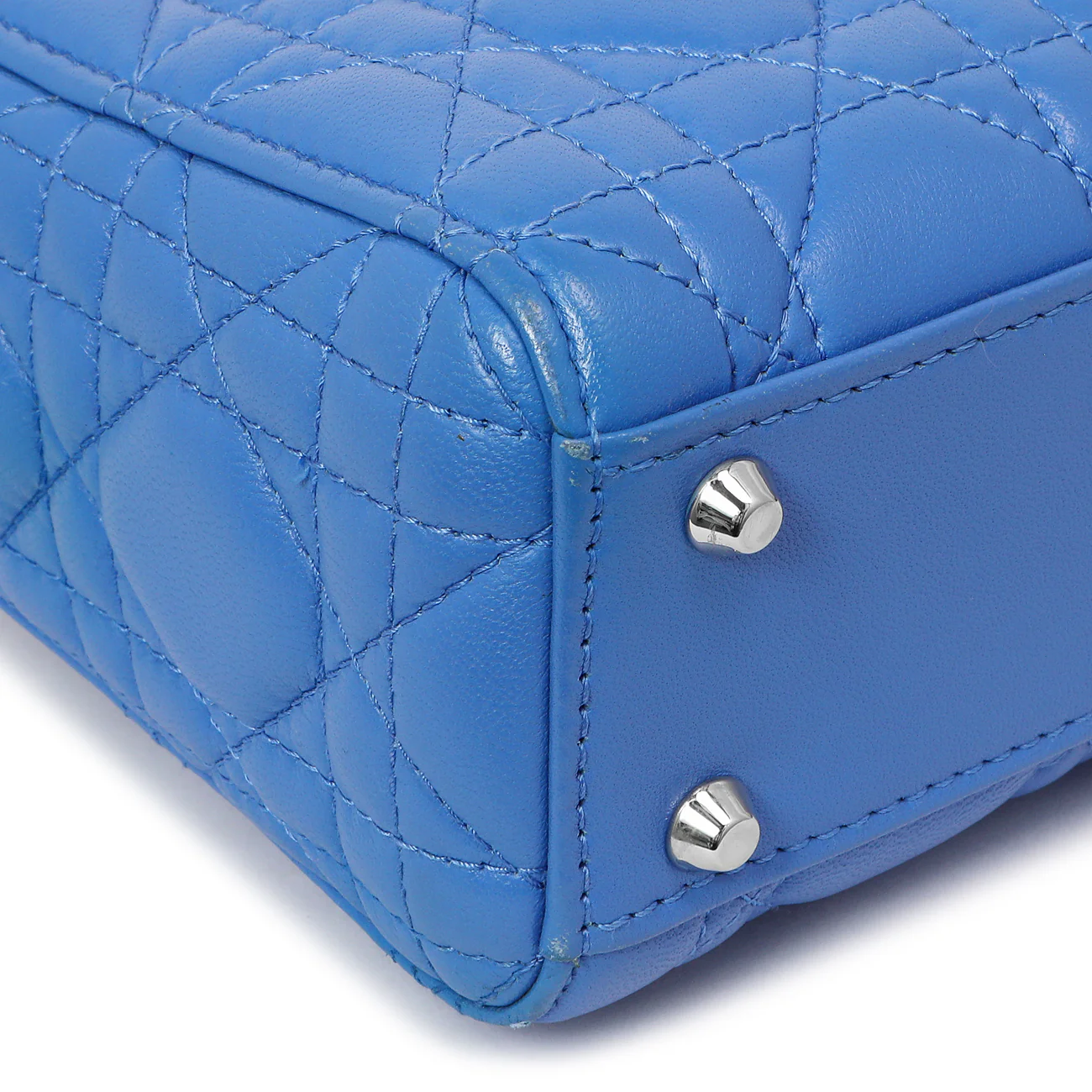 Christian Dior Blue Lambskin Cannage Mini Lady Dior - Image 6