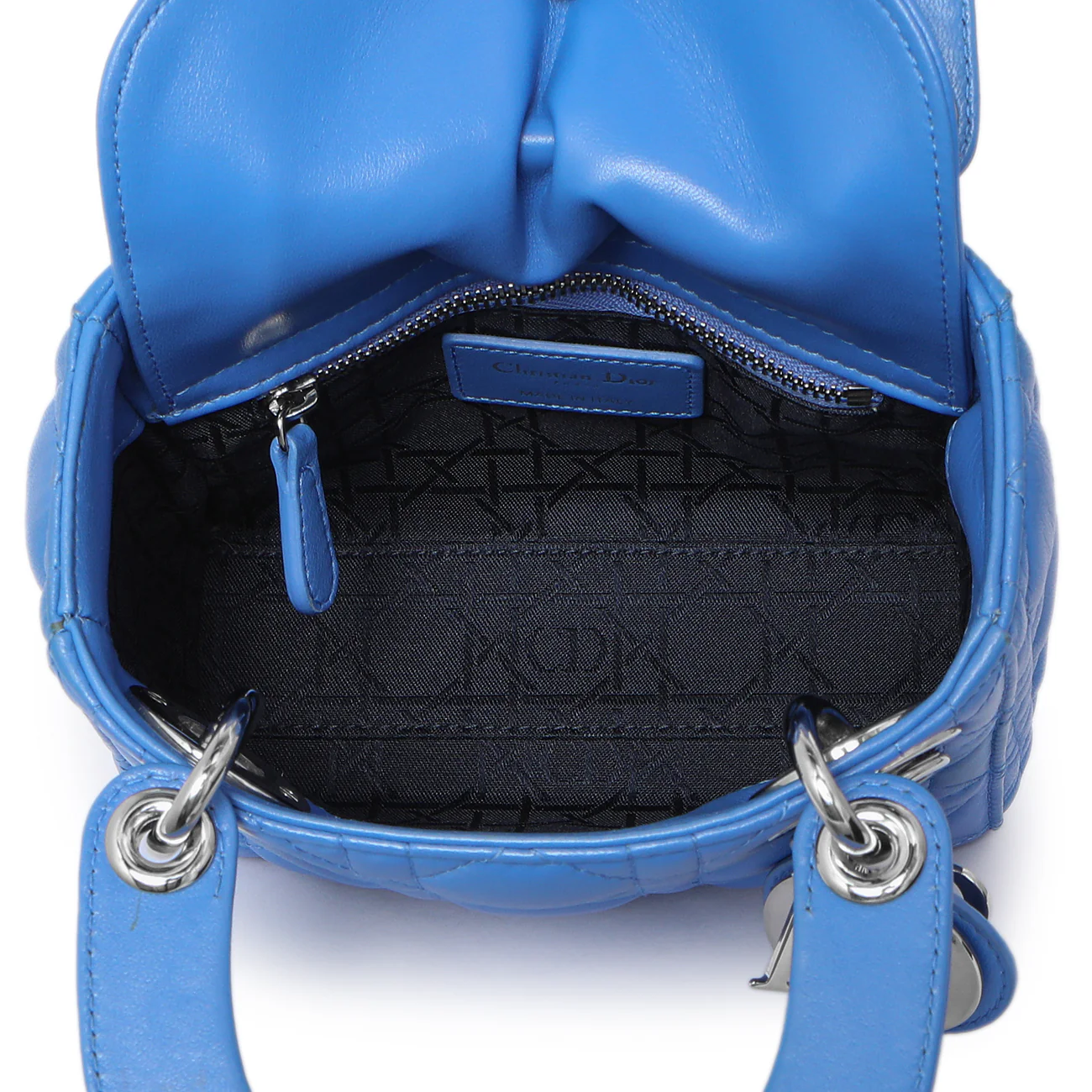 Christian Dior Blue Lambskin Cannage Mini Lady Dior - Image 8