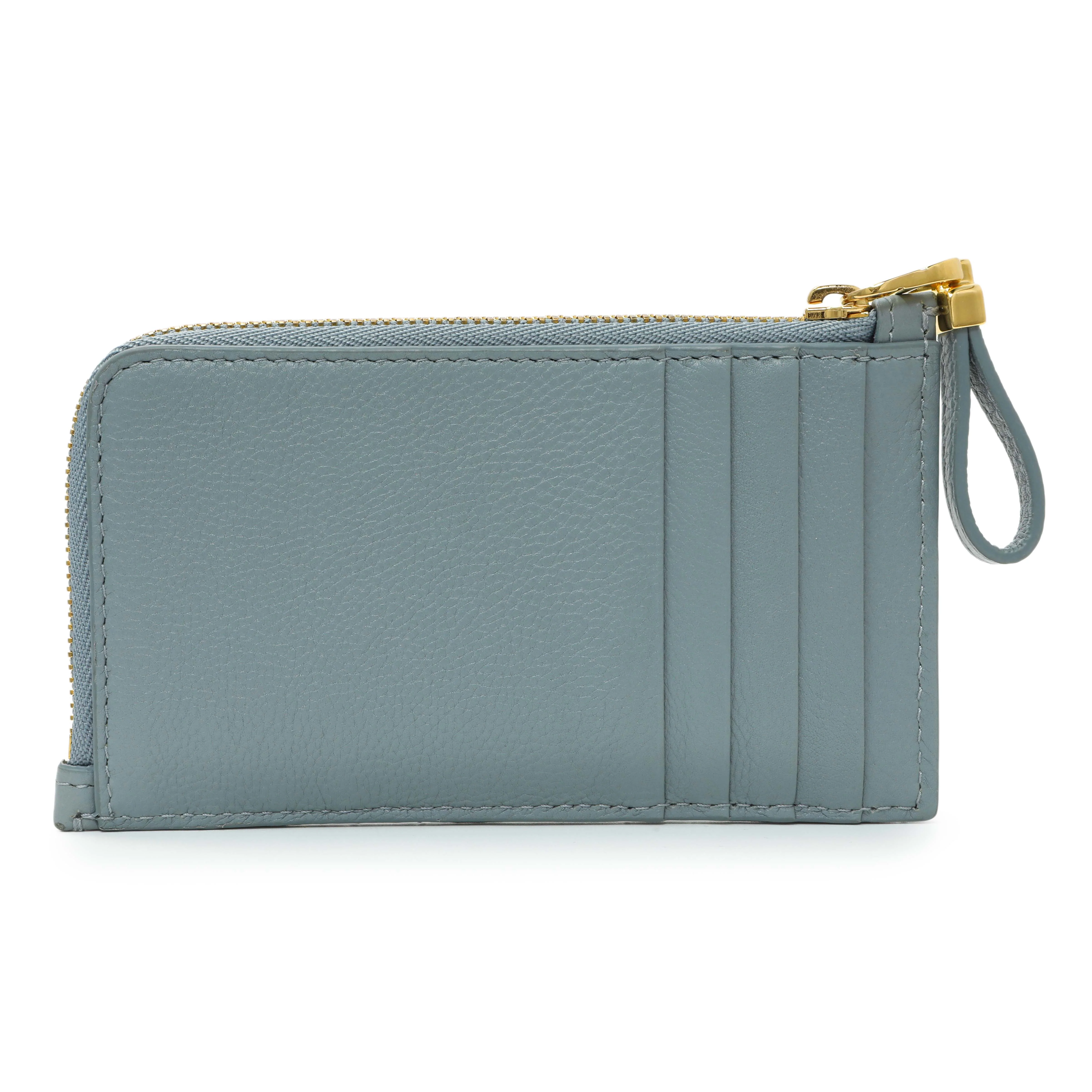Christian Dior Blue Supple Calfskin Cannage Caro Cosmos Zipped Card Holder - Image 2