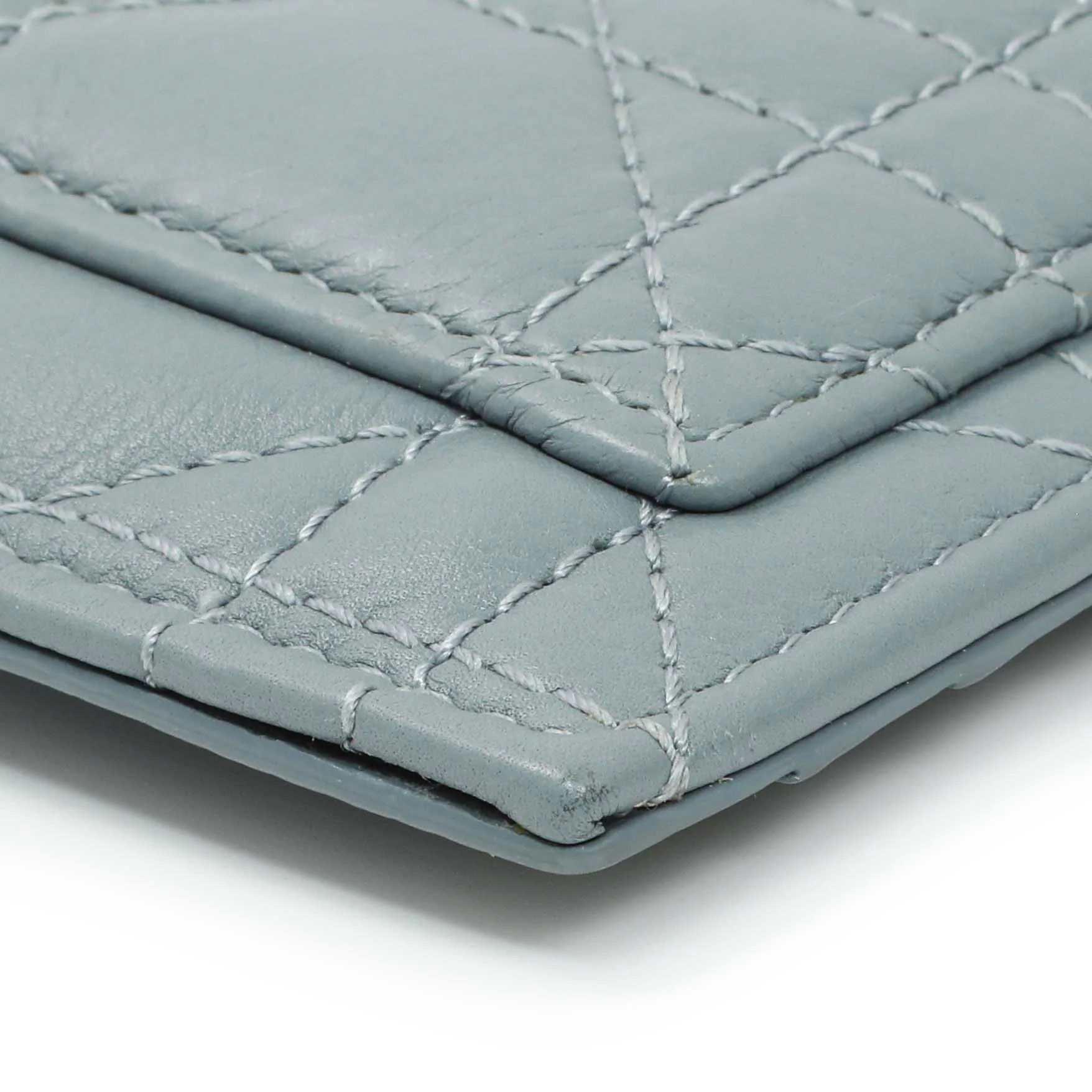 Christian Dior Blue Supple Calfskin Cannage Caro Cosmos Zipped Card Holder - Image 4