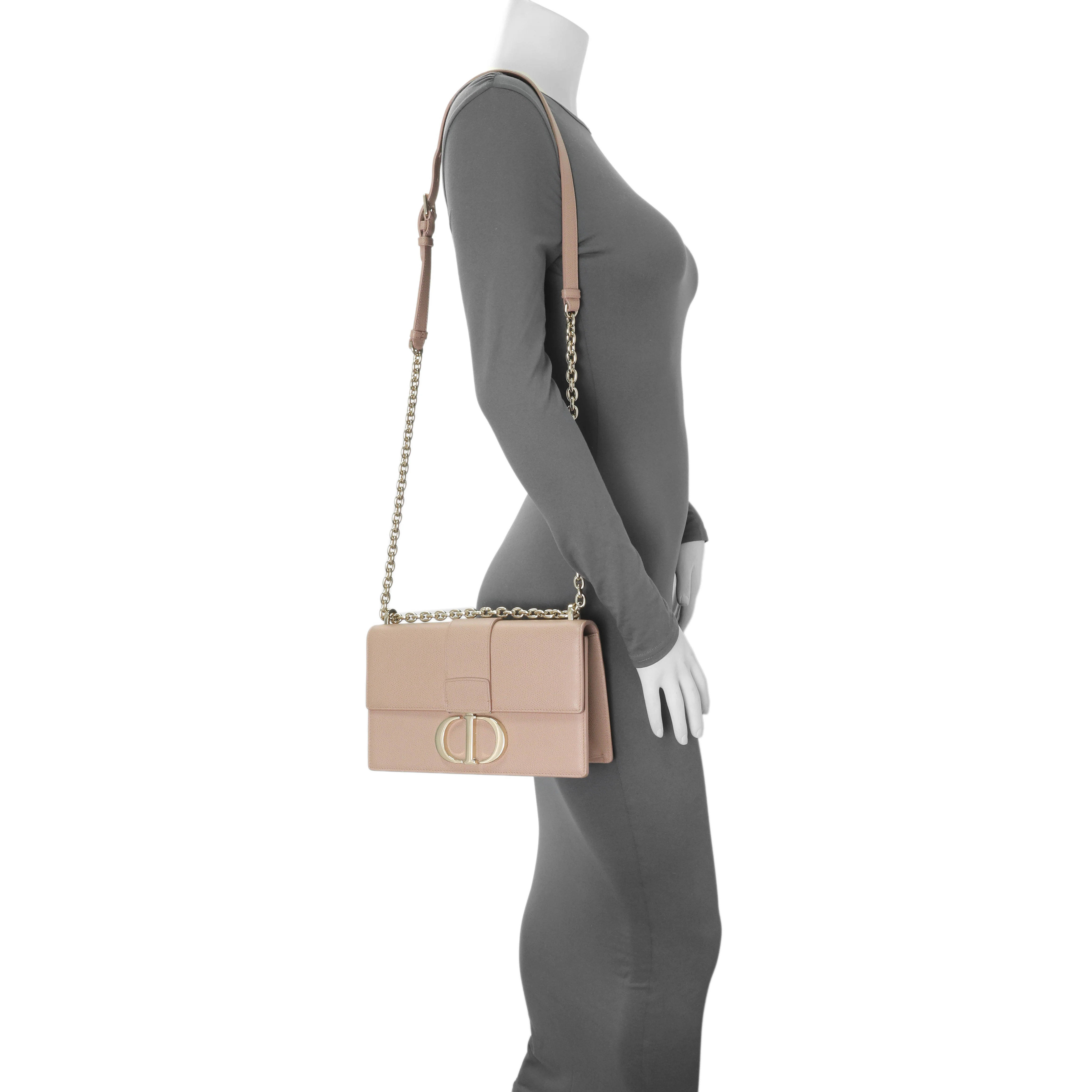Christian Dior Blush Grained Calfskin 30 Montaigne Chain Flap Bag - Image 12