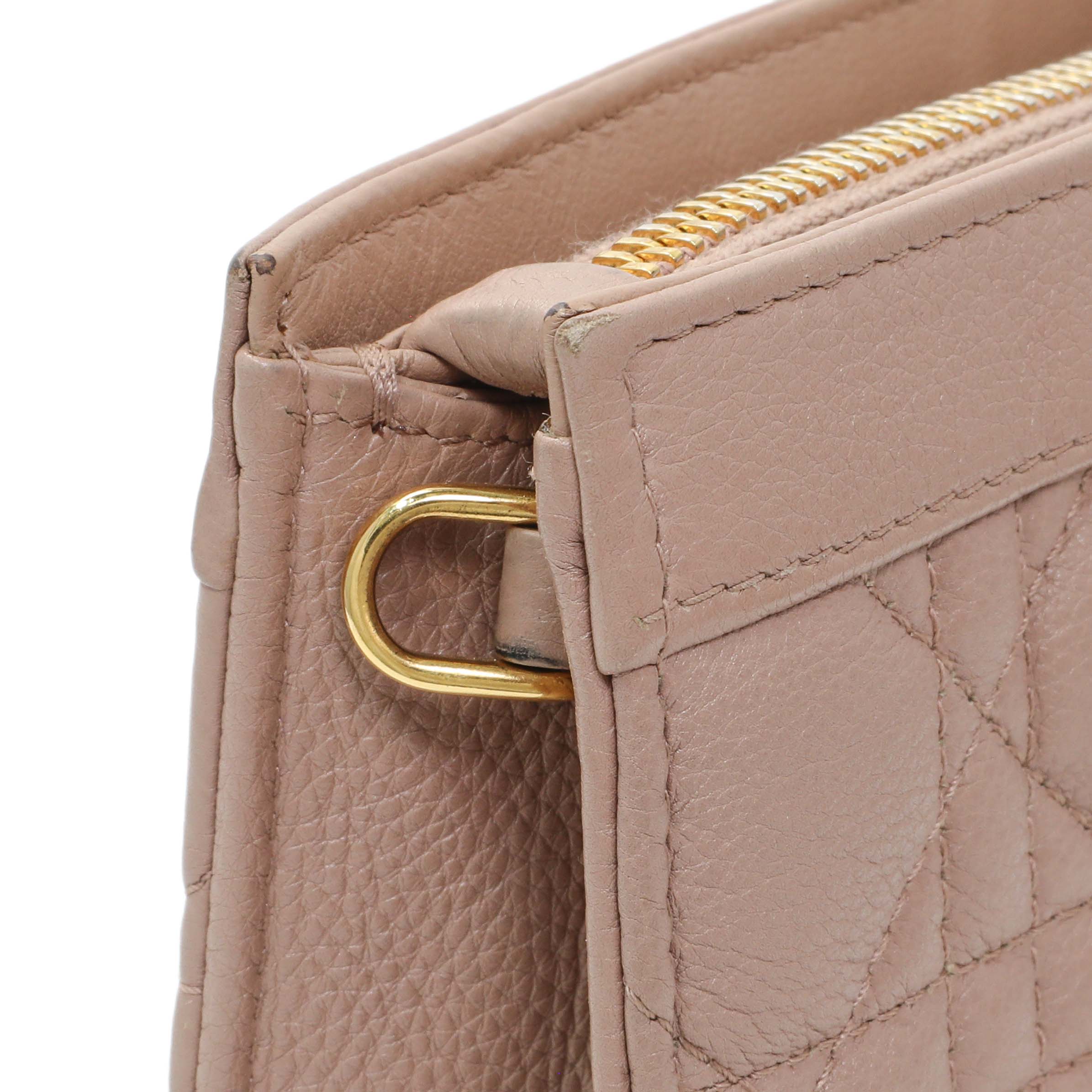Christian Dior Calfskin Cannage Caro Zipped Pouch With Chain - Image 11