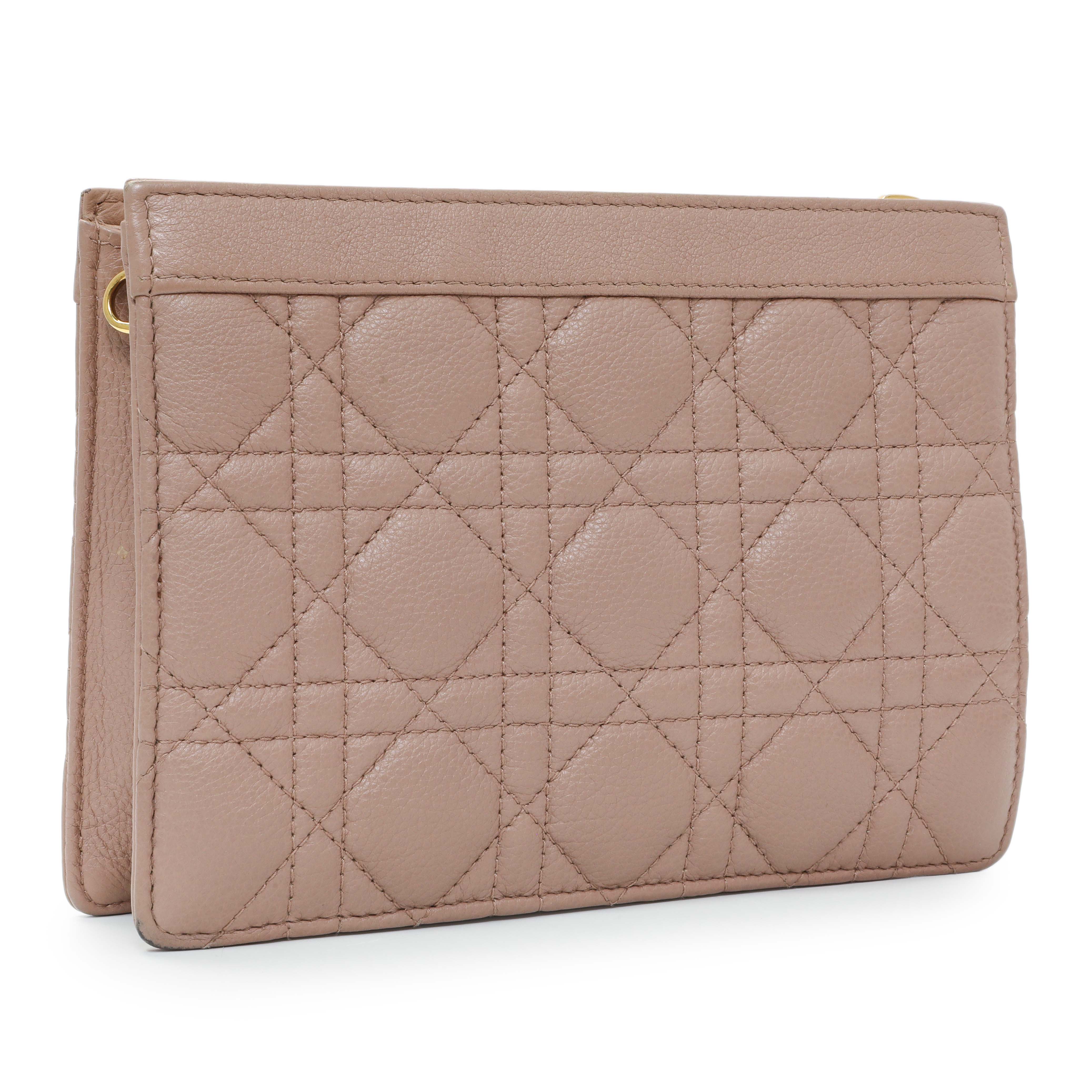 Christian Dior Calfskin Cannage Caro Zipped Pouch With Chain - Image 2