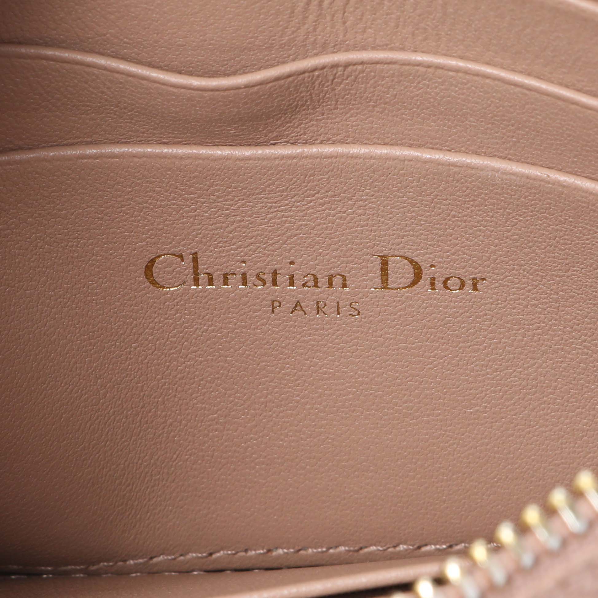 Christian Dior Calfskin Cannage Caro Zipped Pouch With Chain - Image 9