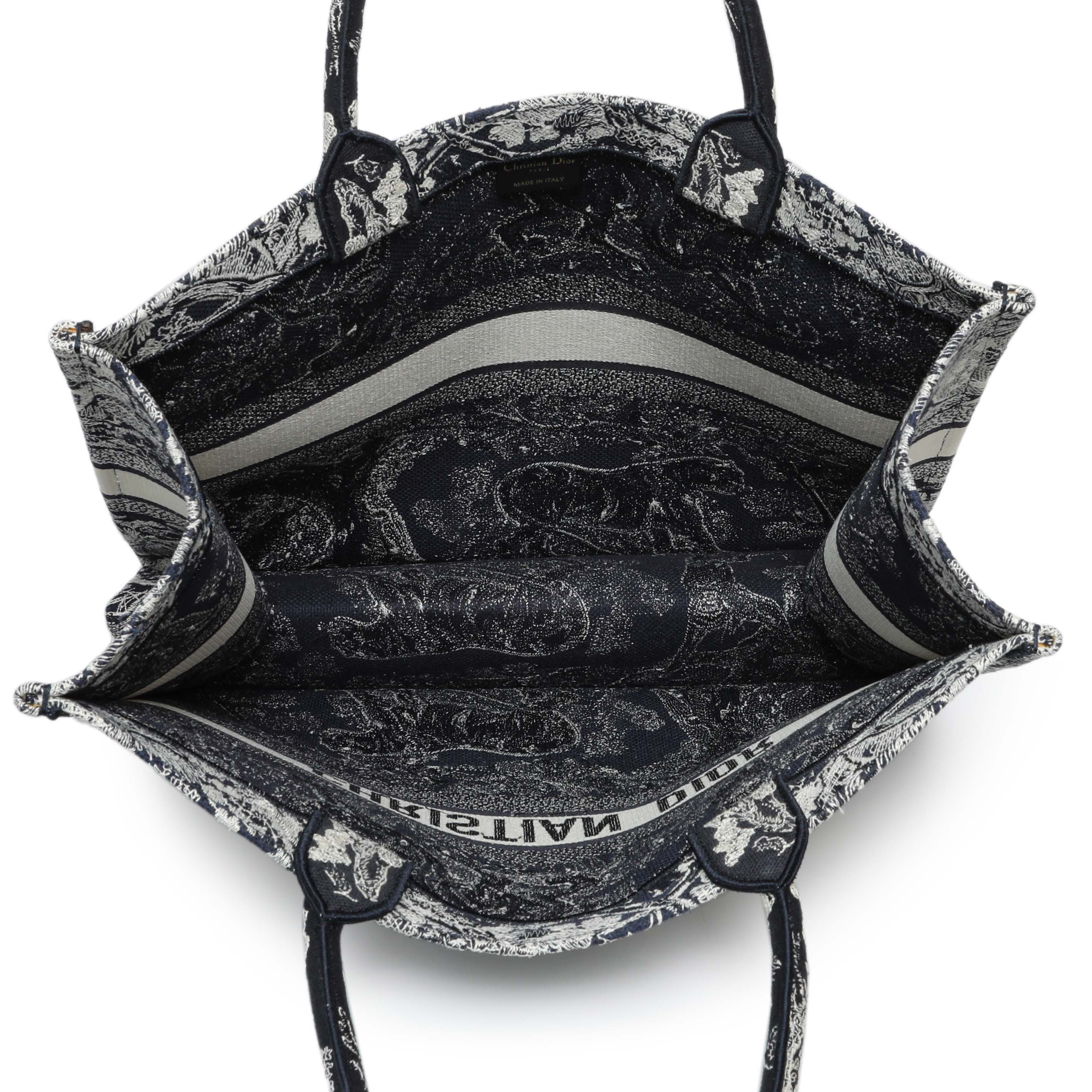 Christian Dior Canvas Embroidered Dioriviera Reverse Striped Toile De Jouy Large Book Tote - Image 8