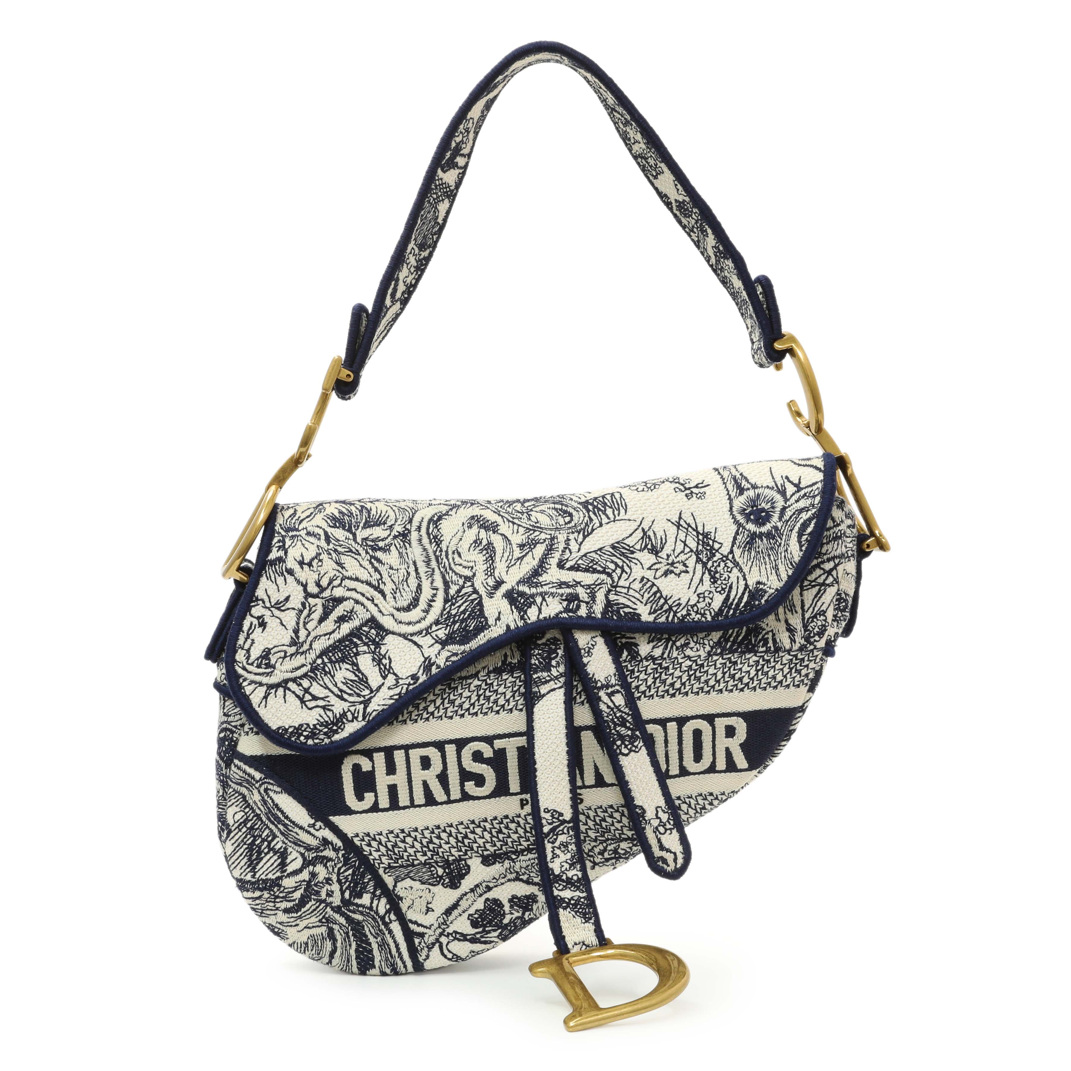 Christian Dior Canvas Embroidered Saddle Bag