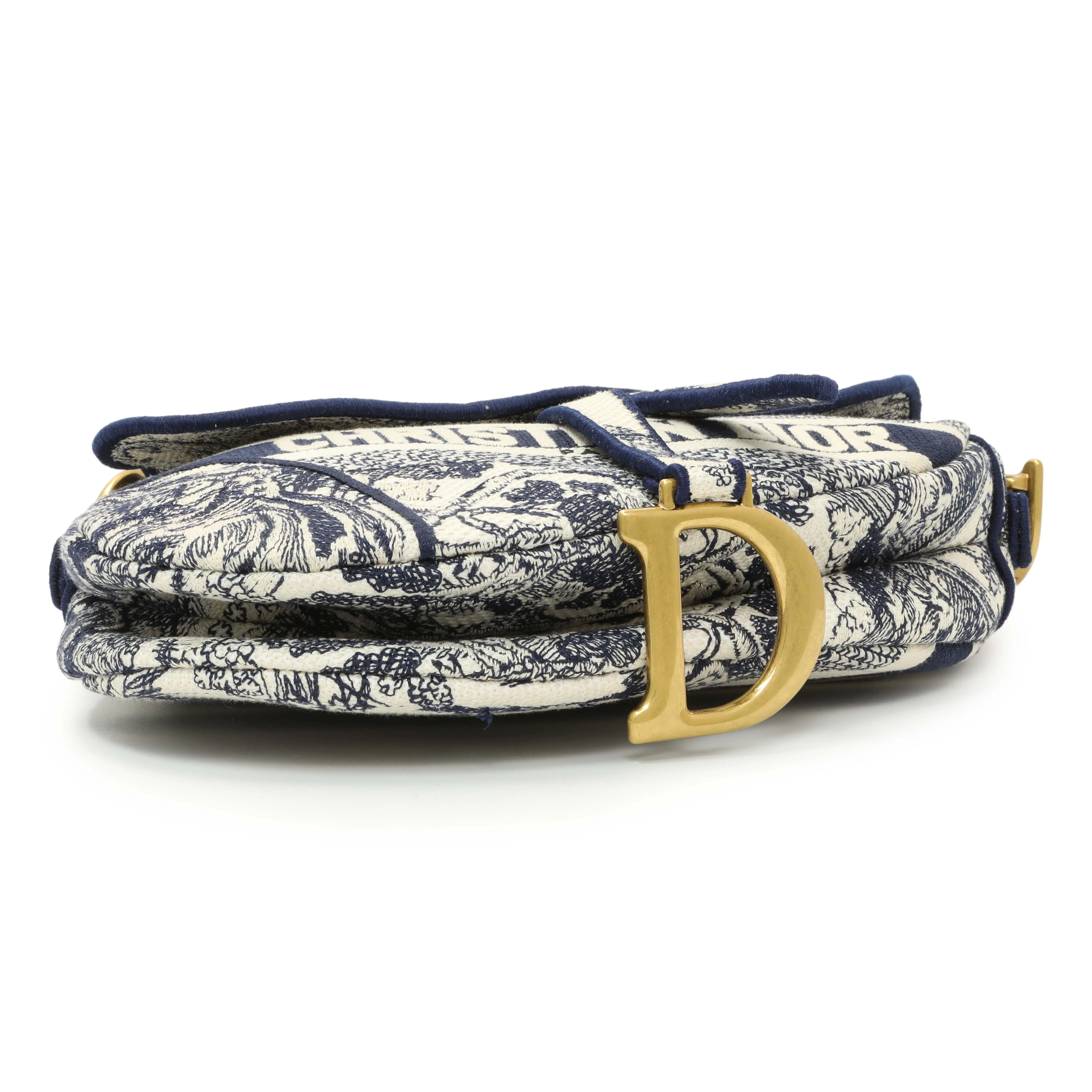 Christian Dior Canvas Embroidered Saddle Bag - Image 3