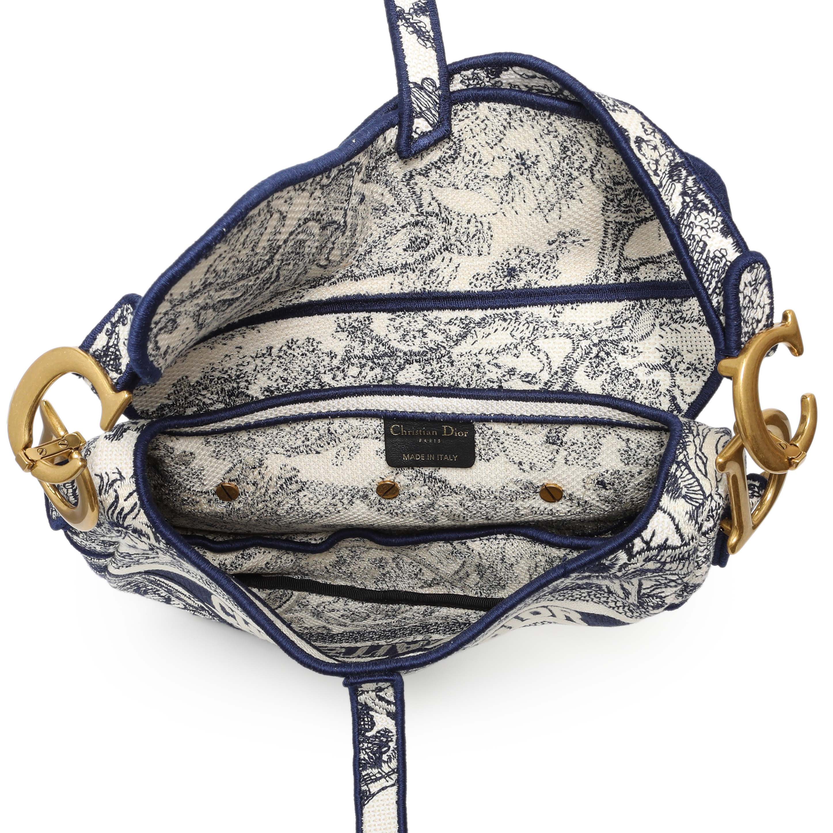Christian Dior Canvas Embroidered Saddle Bag - Image 4