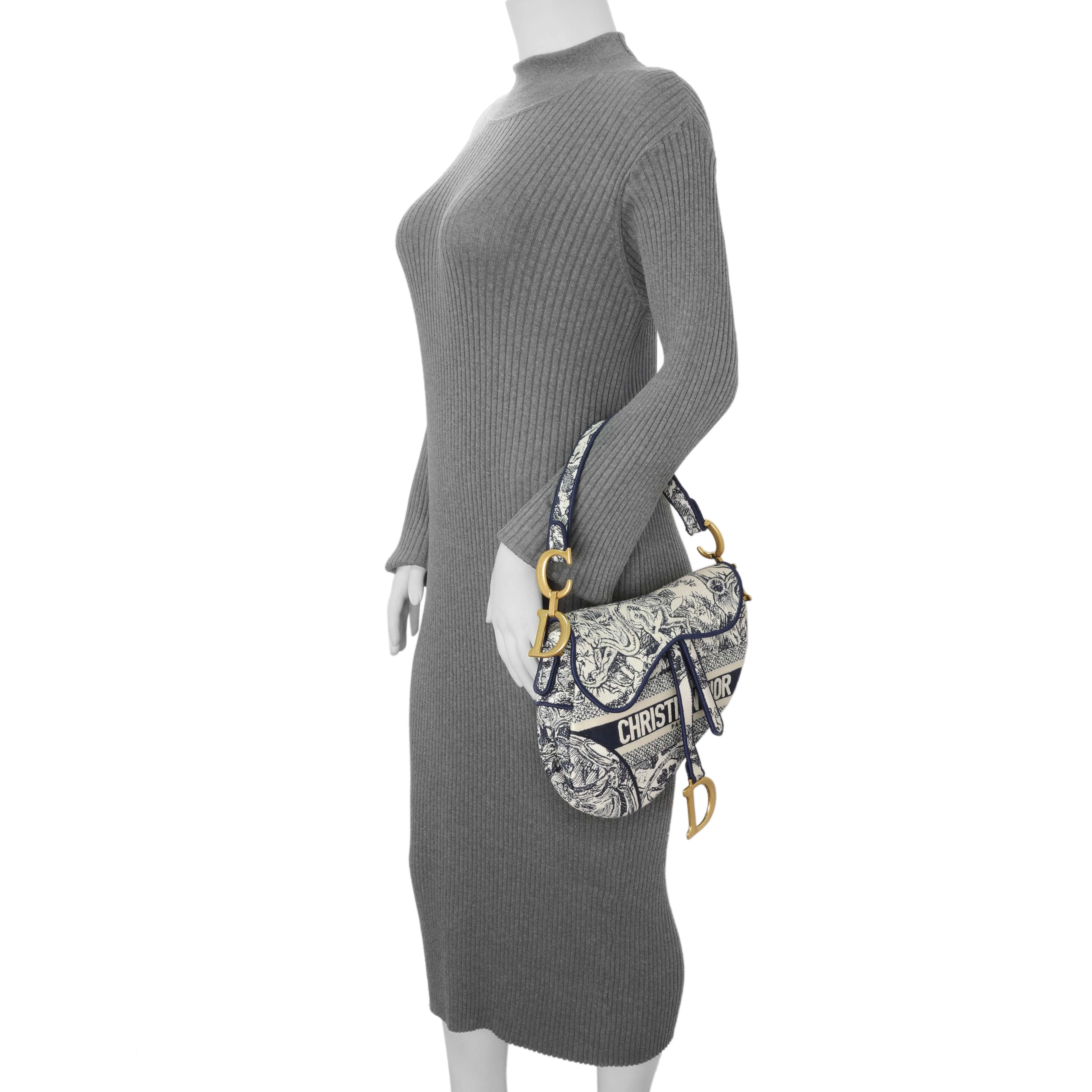 Christian Dior Canvas Embroidered Saddle Bag - Image 7