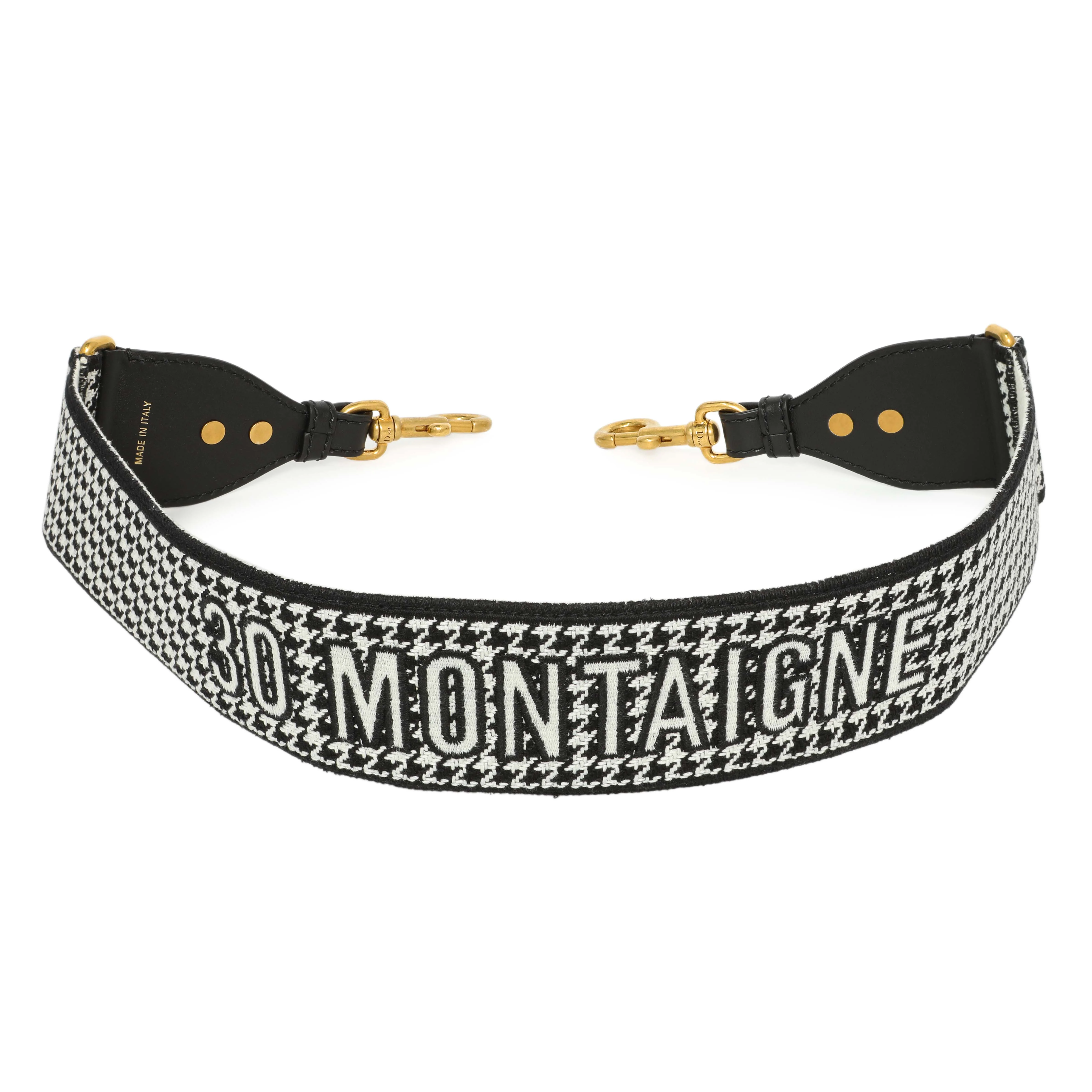 Christian Dior Canvas Houndstooth Embroidered 30 Montaigne Shoulder Strap - Image 2