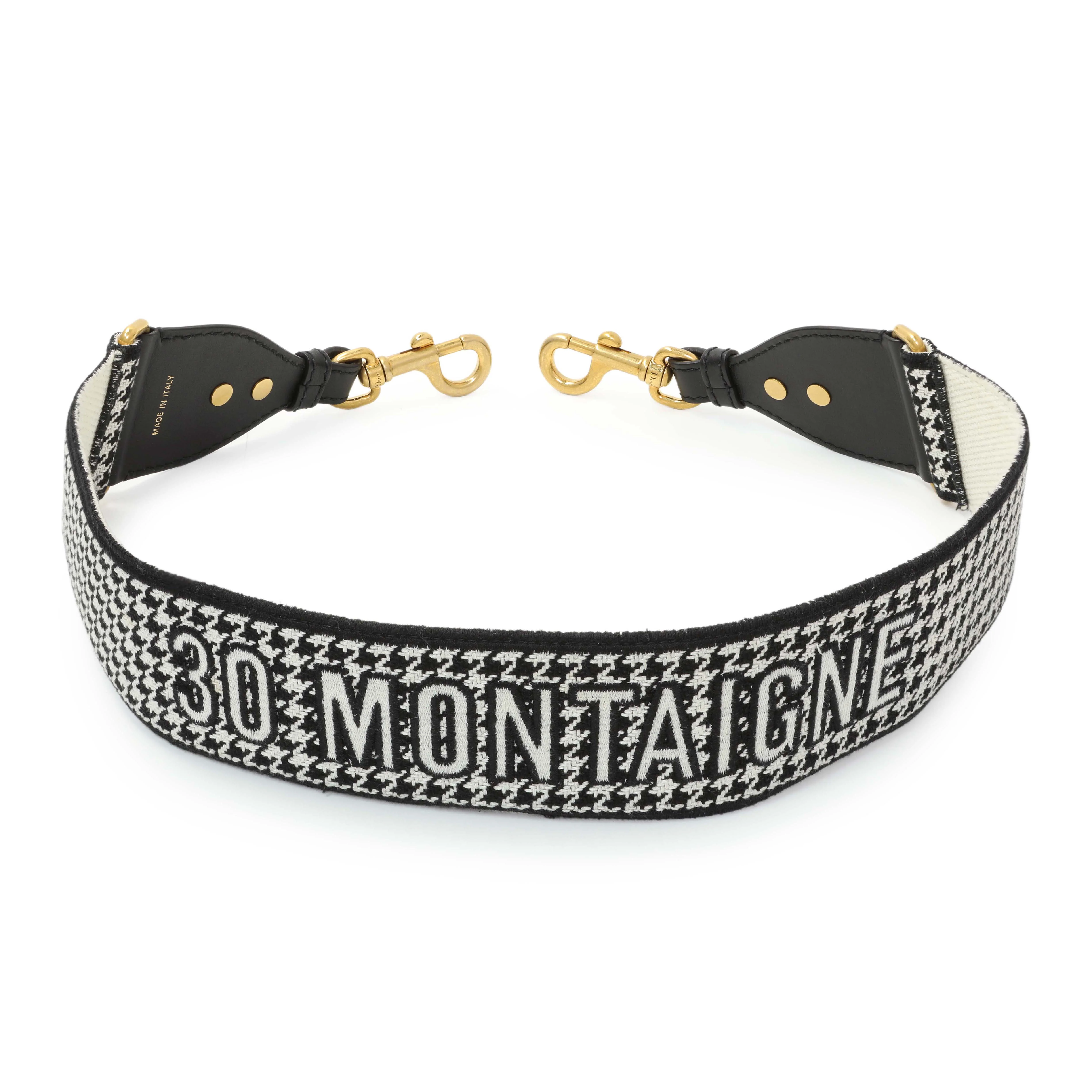 Christian Dior Canvas Houndstooth Embroidered 30 Montaigne Shoulder Strap - Image 2