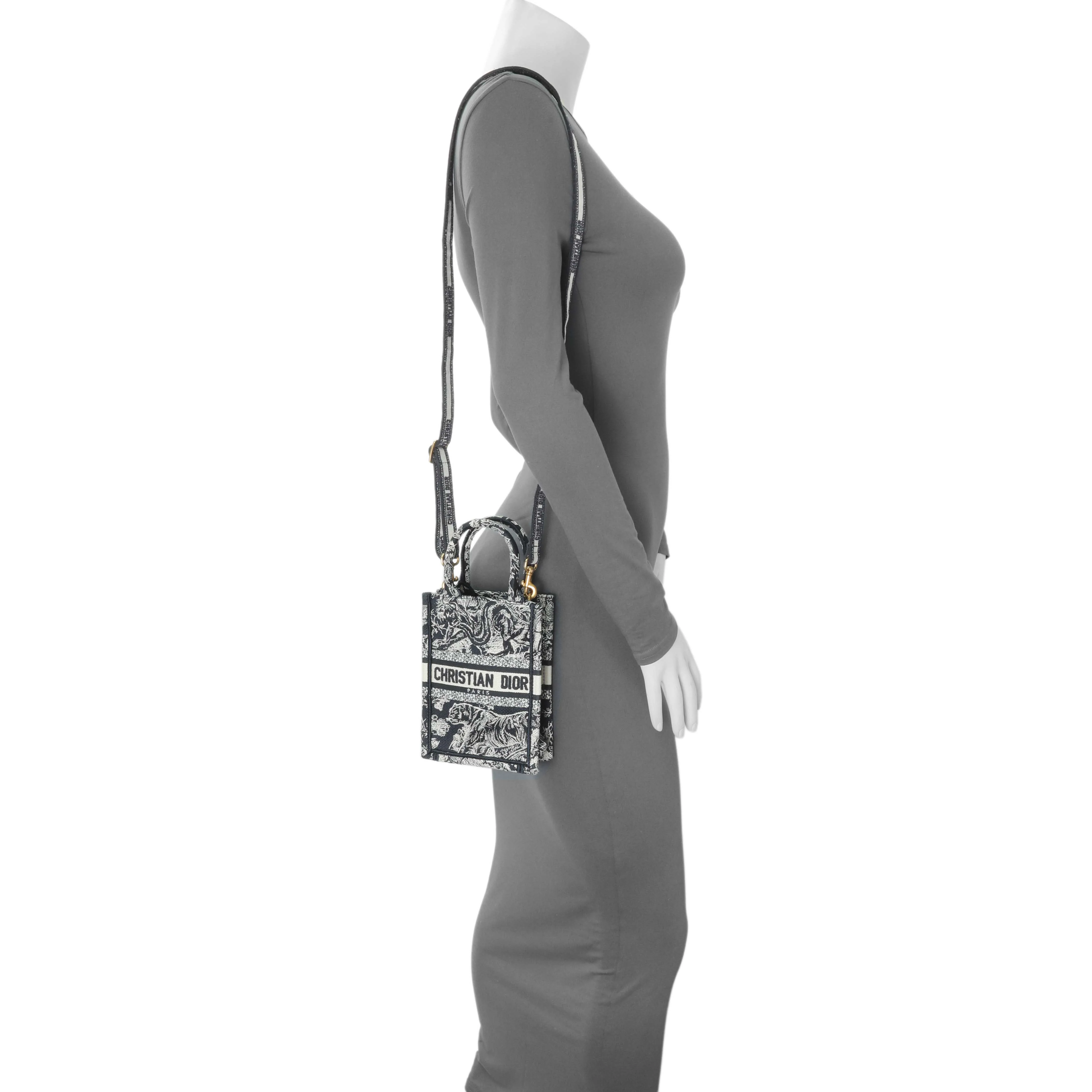 Christian Dior Canvas Toile de Jouy Reverse Embroidered Mini Book Tote Phone Bag - Image 7