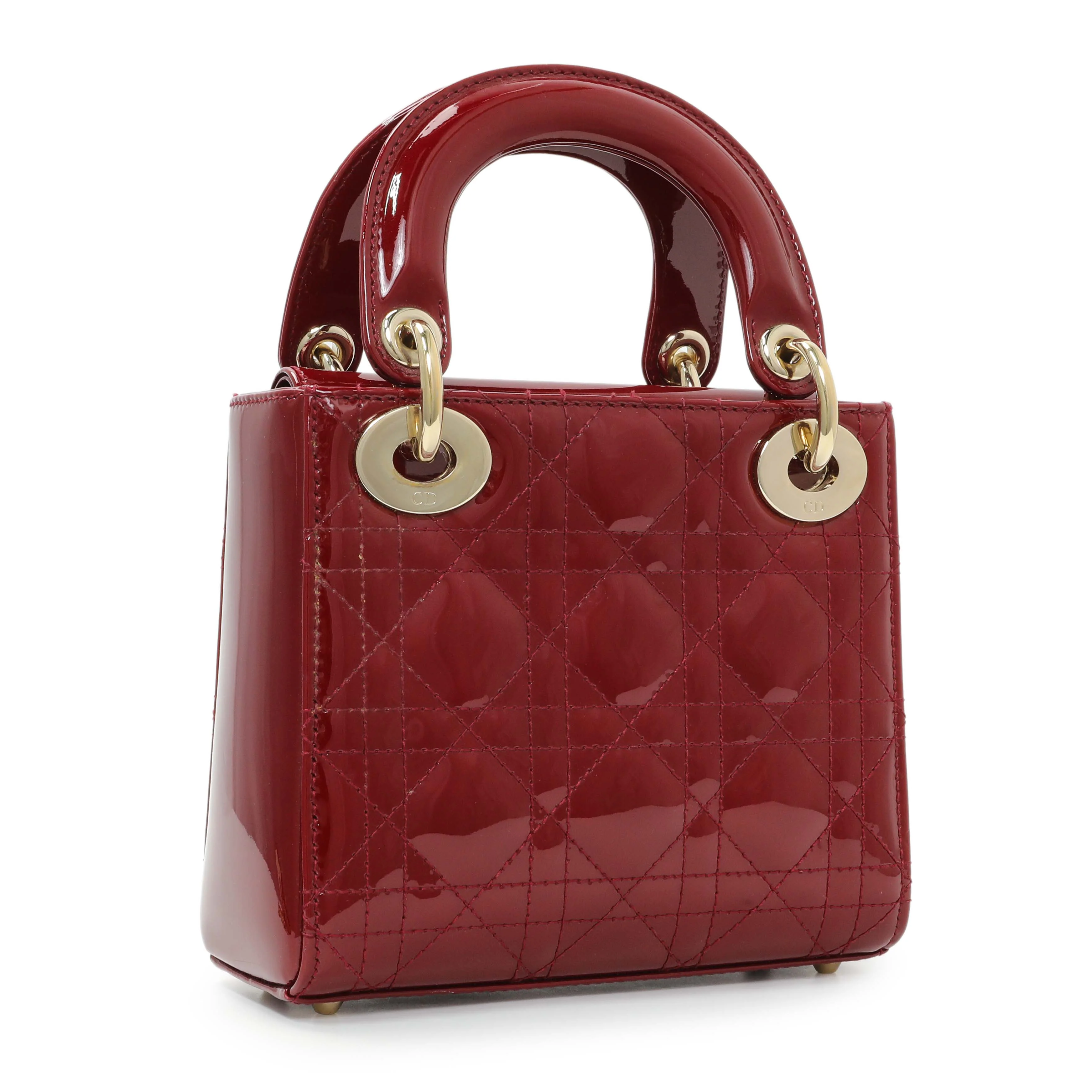 Christian Dior Cherry Red Patent Cannage Mini Lady Dior - Image 2