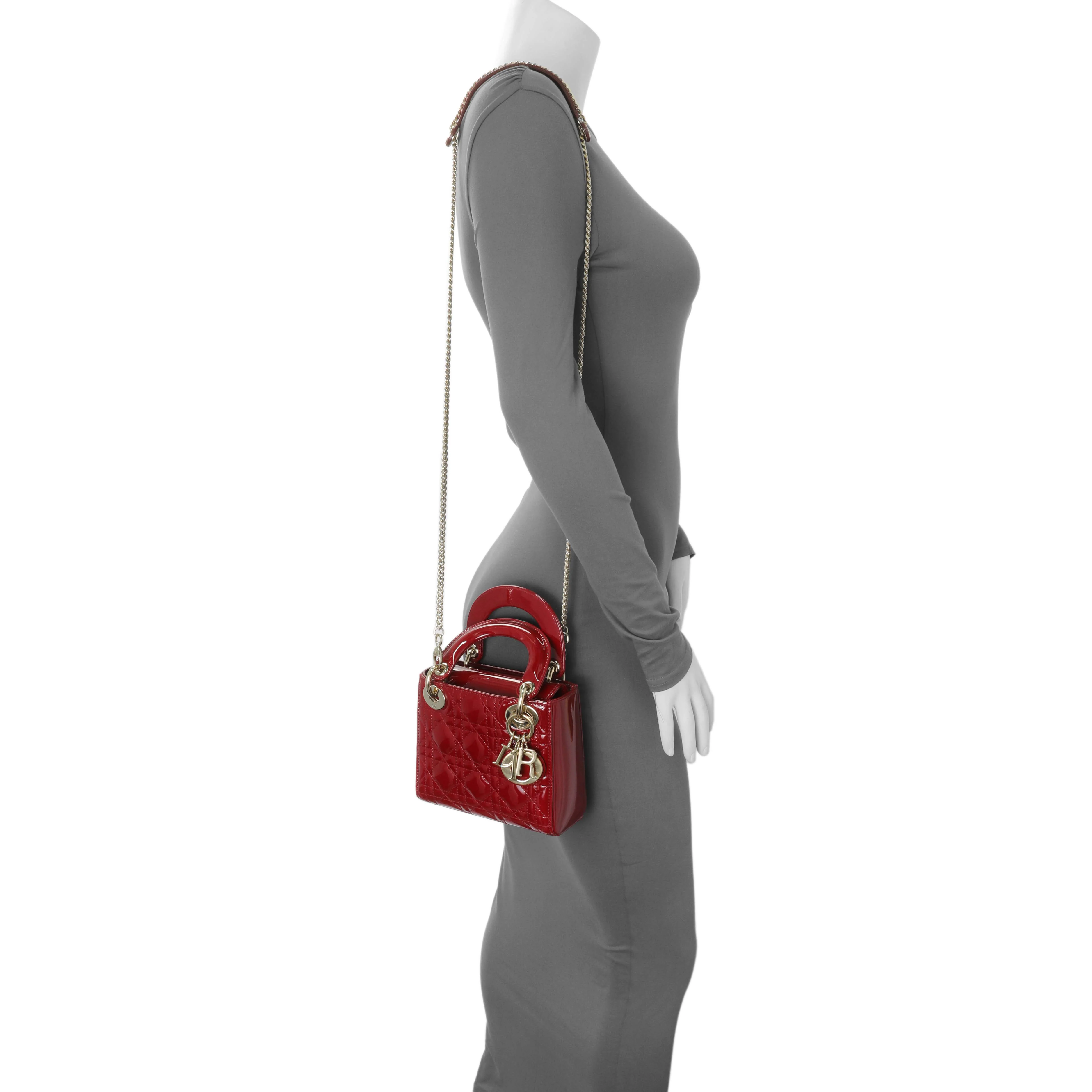 Christian Dior Cherry Red Patent Cannage Mini Lady Dior - Image 8