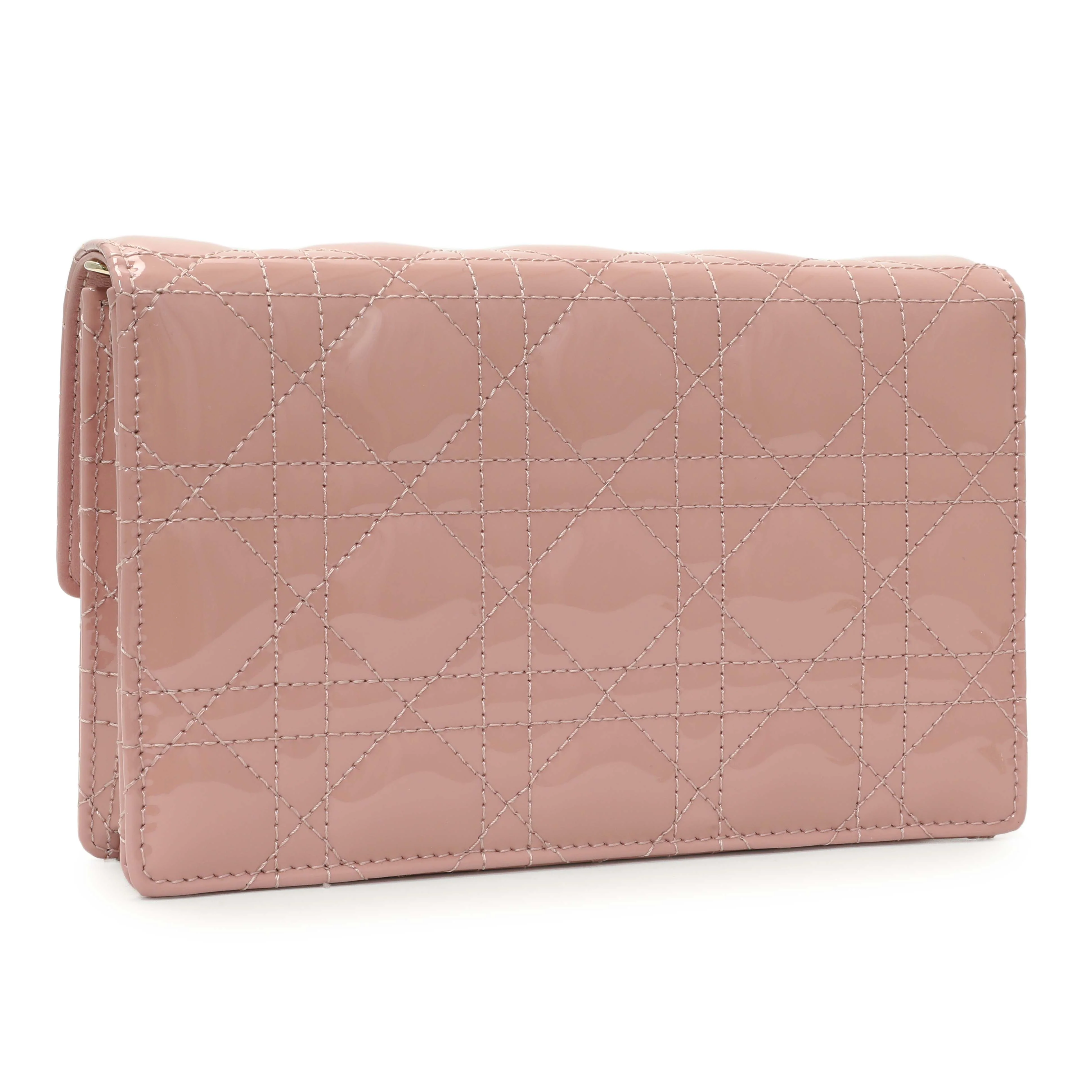 Christian Dior Dusty Pink Patent Cannage My Dior Daily Chain Pouch - Image 2