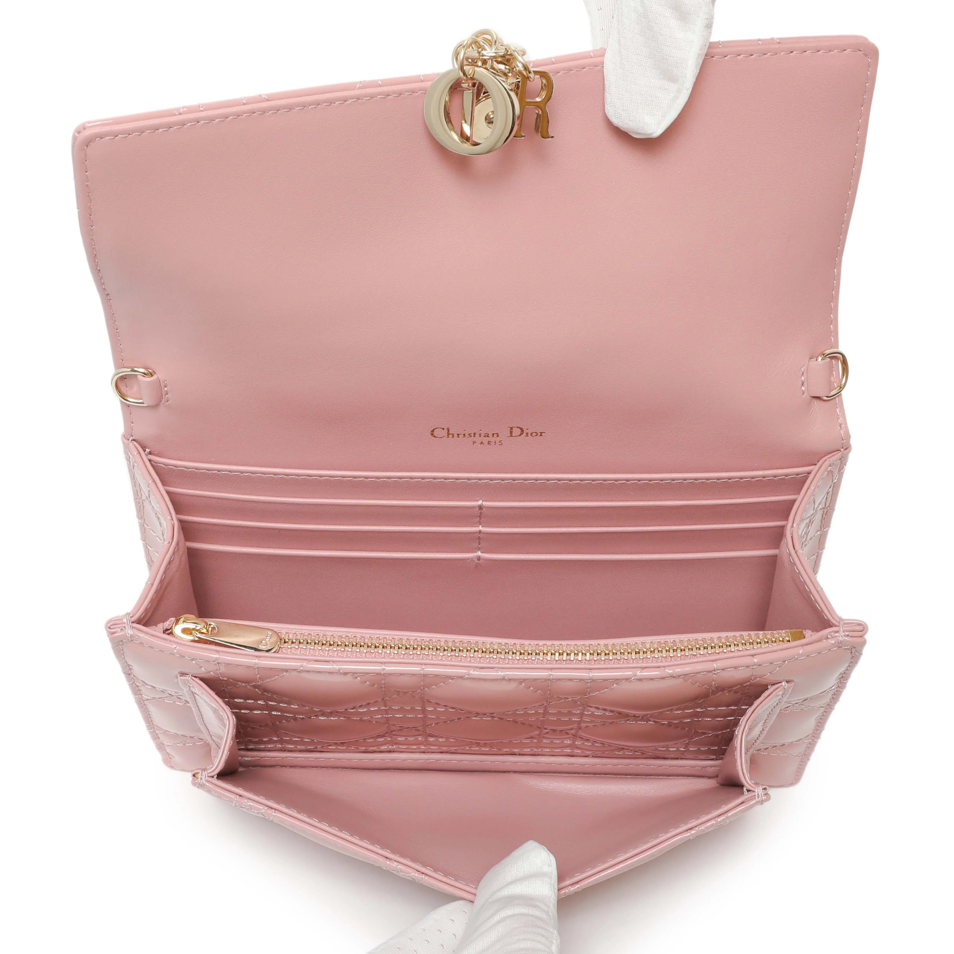 Christian Dior Dusty Pink Patent Cannage My Dior Daily Chain Pouch - Image 4