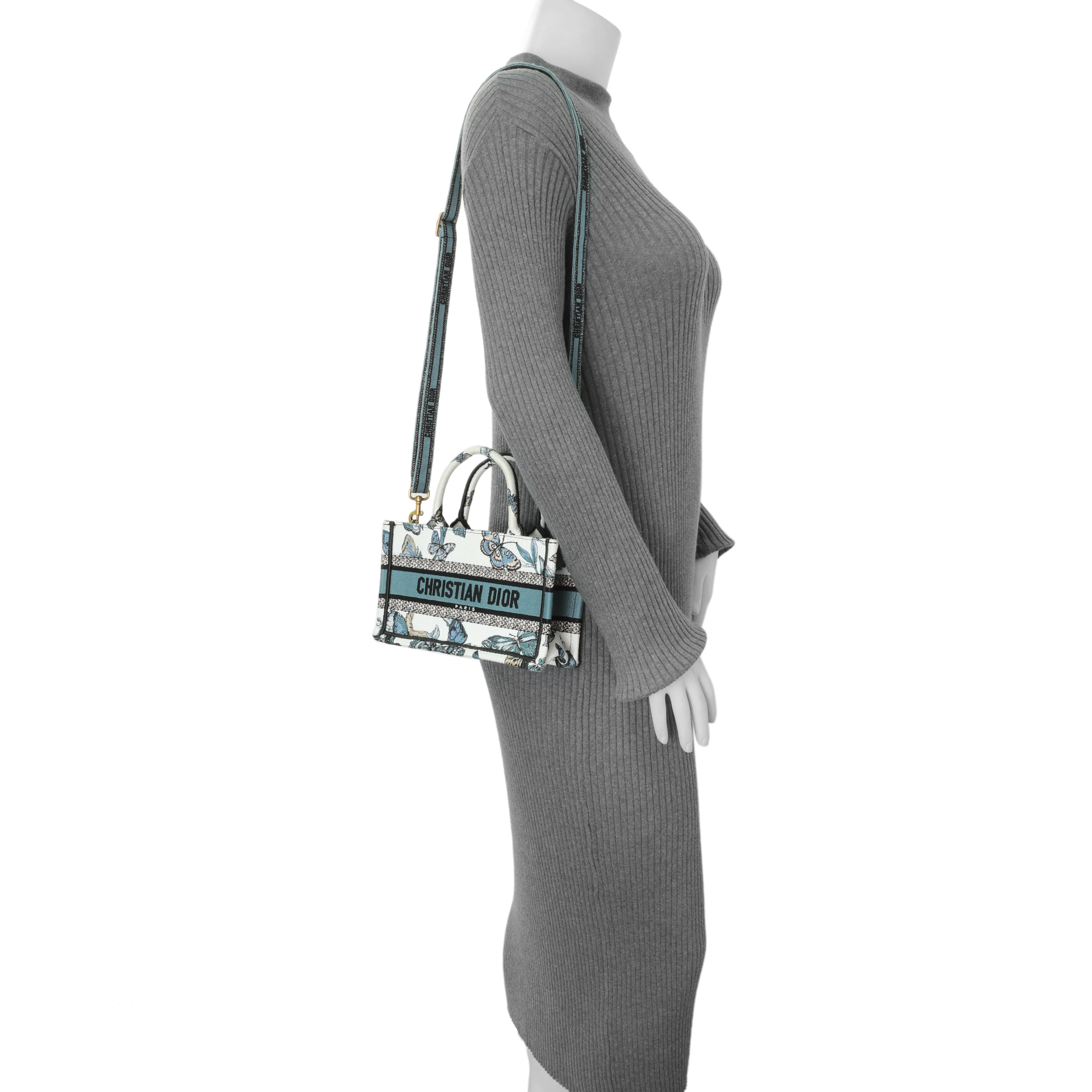 Christian Dior Embroidered Canvas Mini Book Tote w/ Strap - Image 8