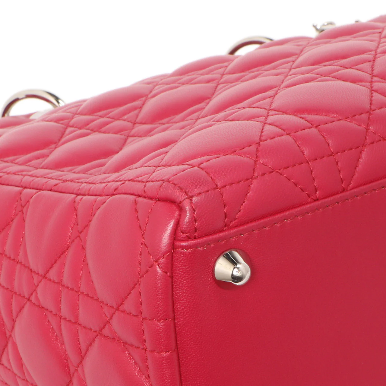 Christian Dior Fuchsia Lambskin Cannage Large Lady Dior - Image 4