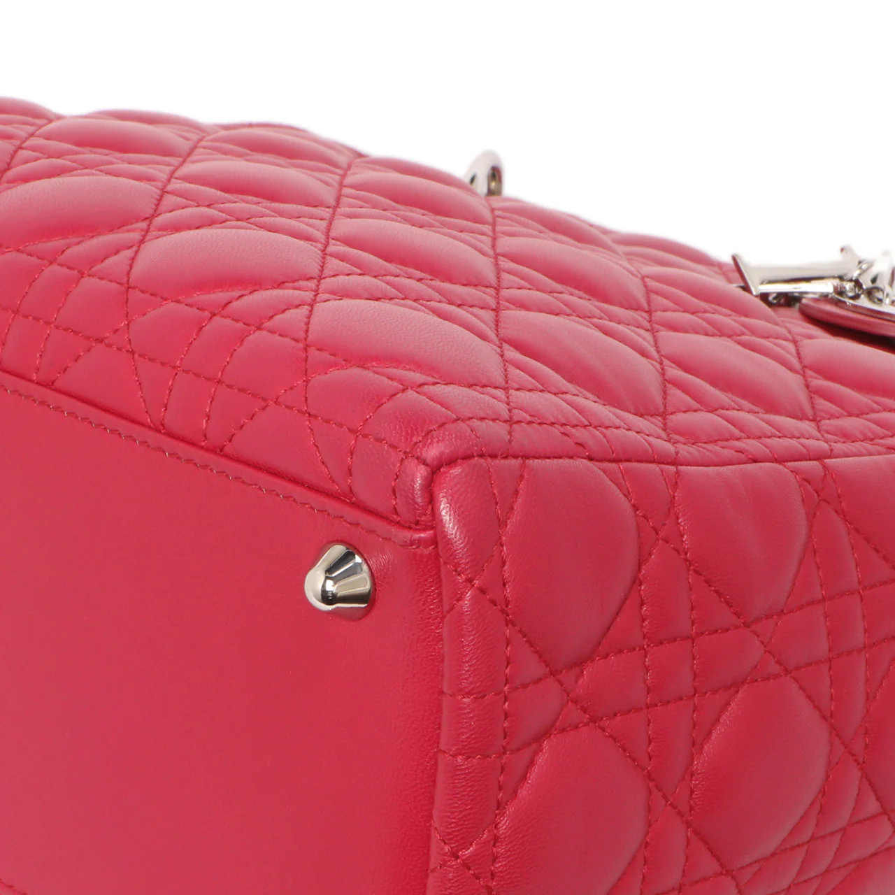 Christian Dior Fuchsia Lambskin Cannage Large Lady Dior - Image 5