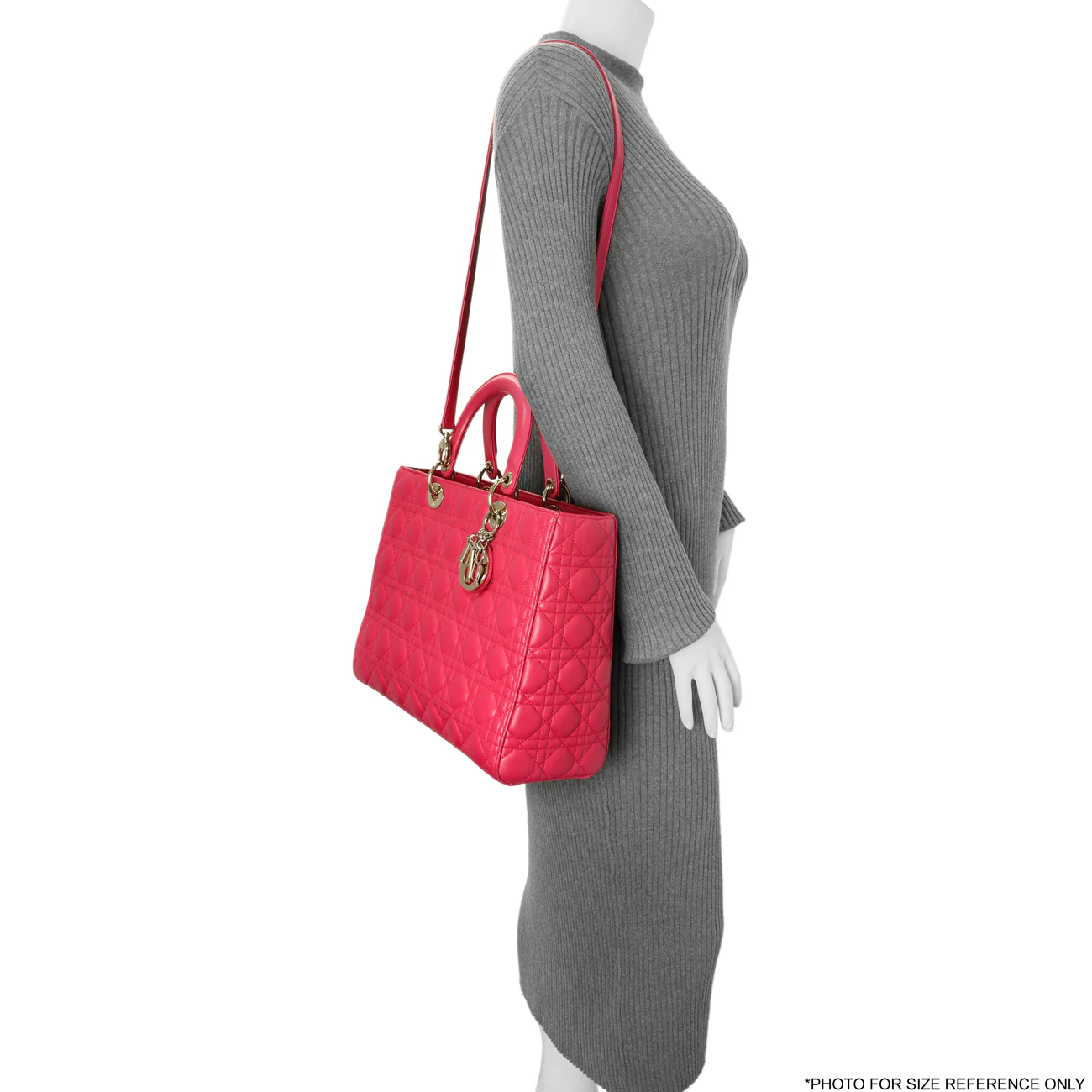 Christian Dior Fuchsia Lambskin Cannage Large Lady Dior - Image 13