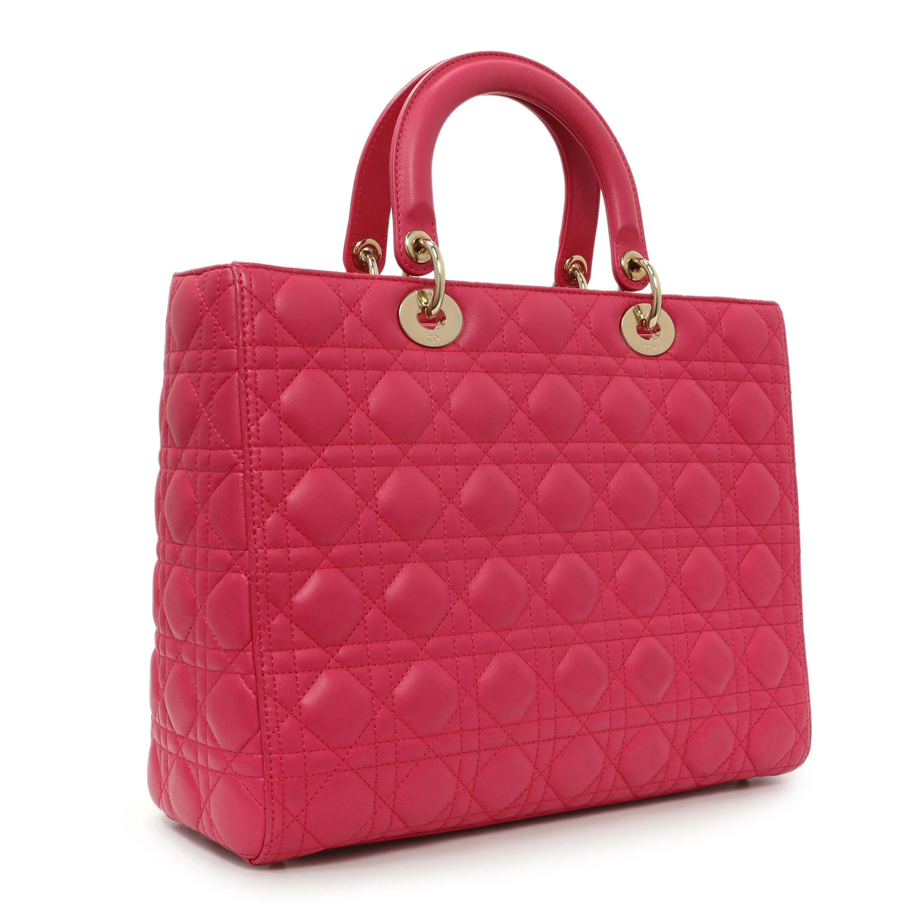 Christian Dior Fuchsia Lambskin Cannage Large Lady Dior - Image 2