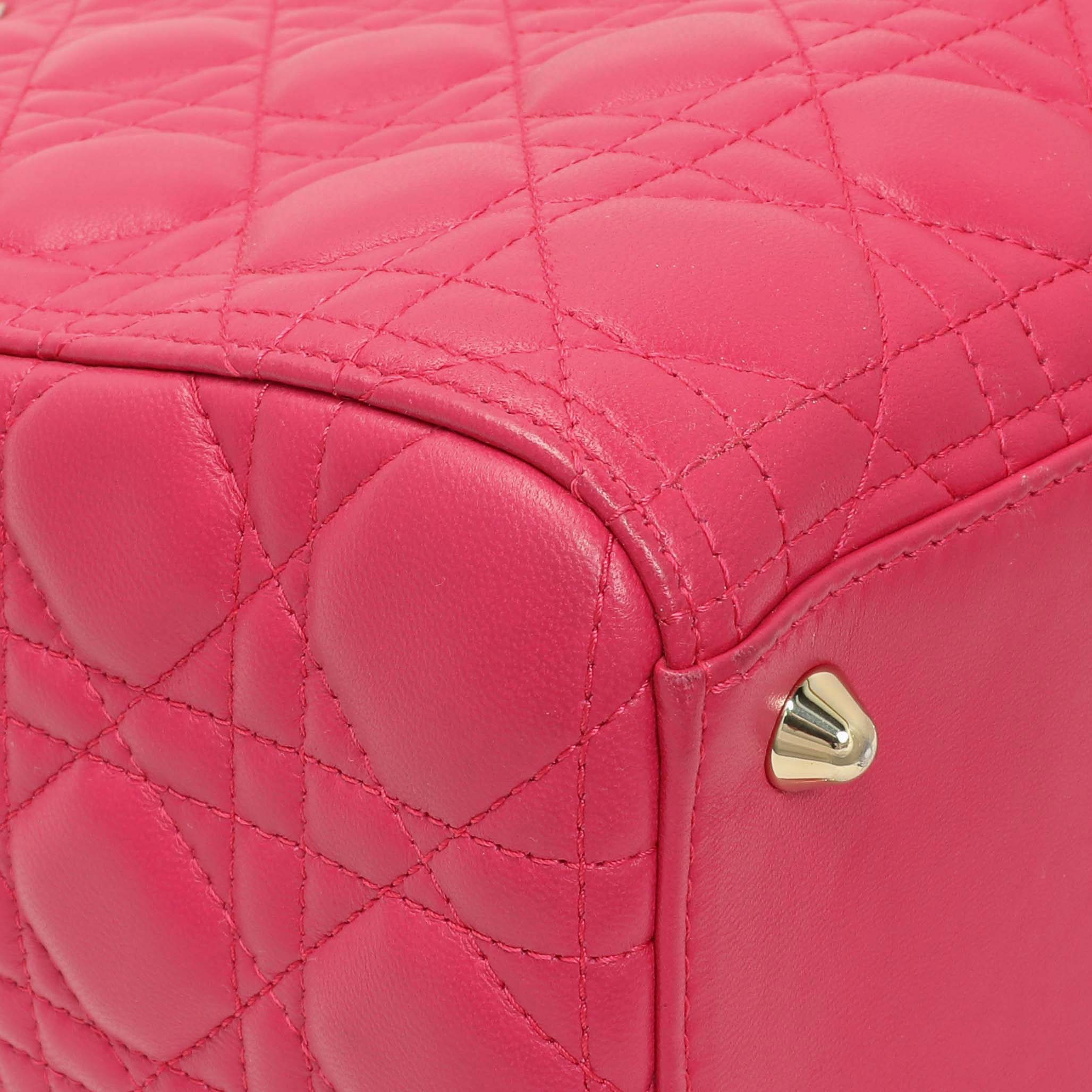 Christian Dior Fuchsia Lambskin Cannage Large Lady Dior - Image 4