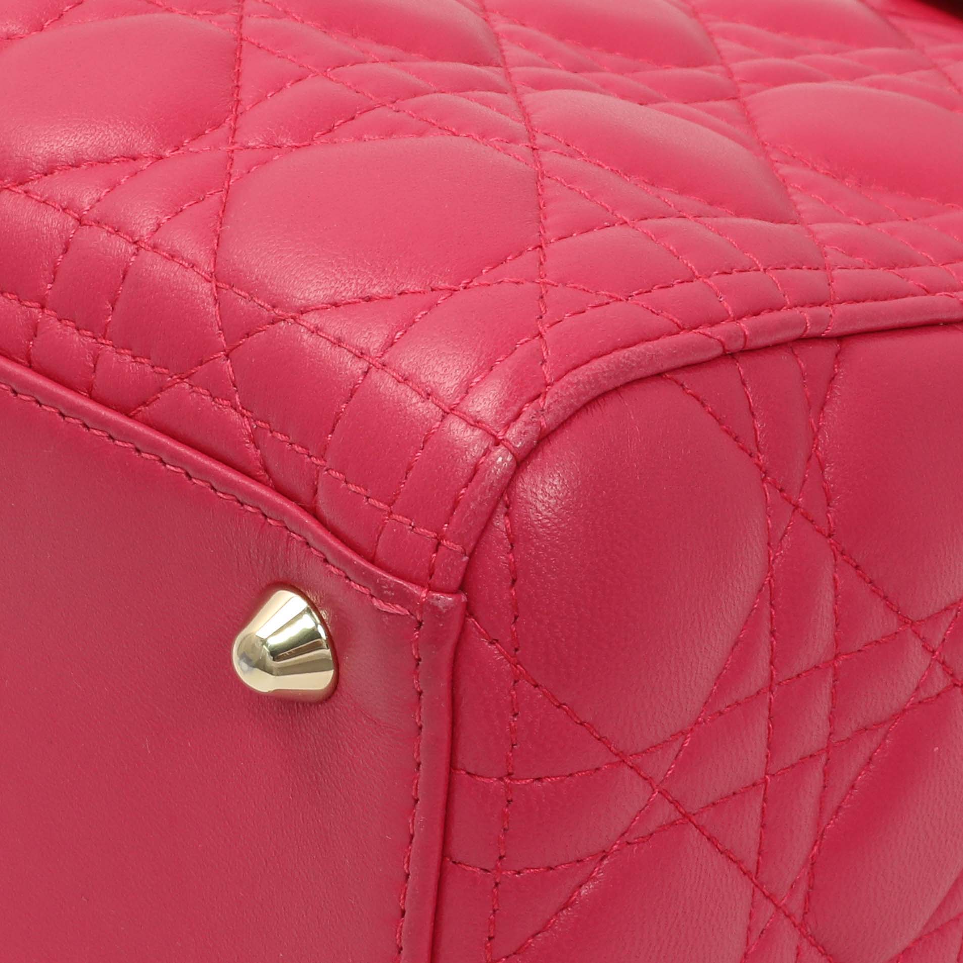 Christian Dior Fuchsia Lambskin Cannage Large Lady Dior - Image 5