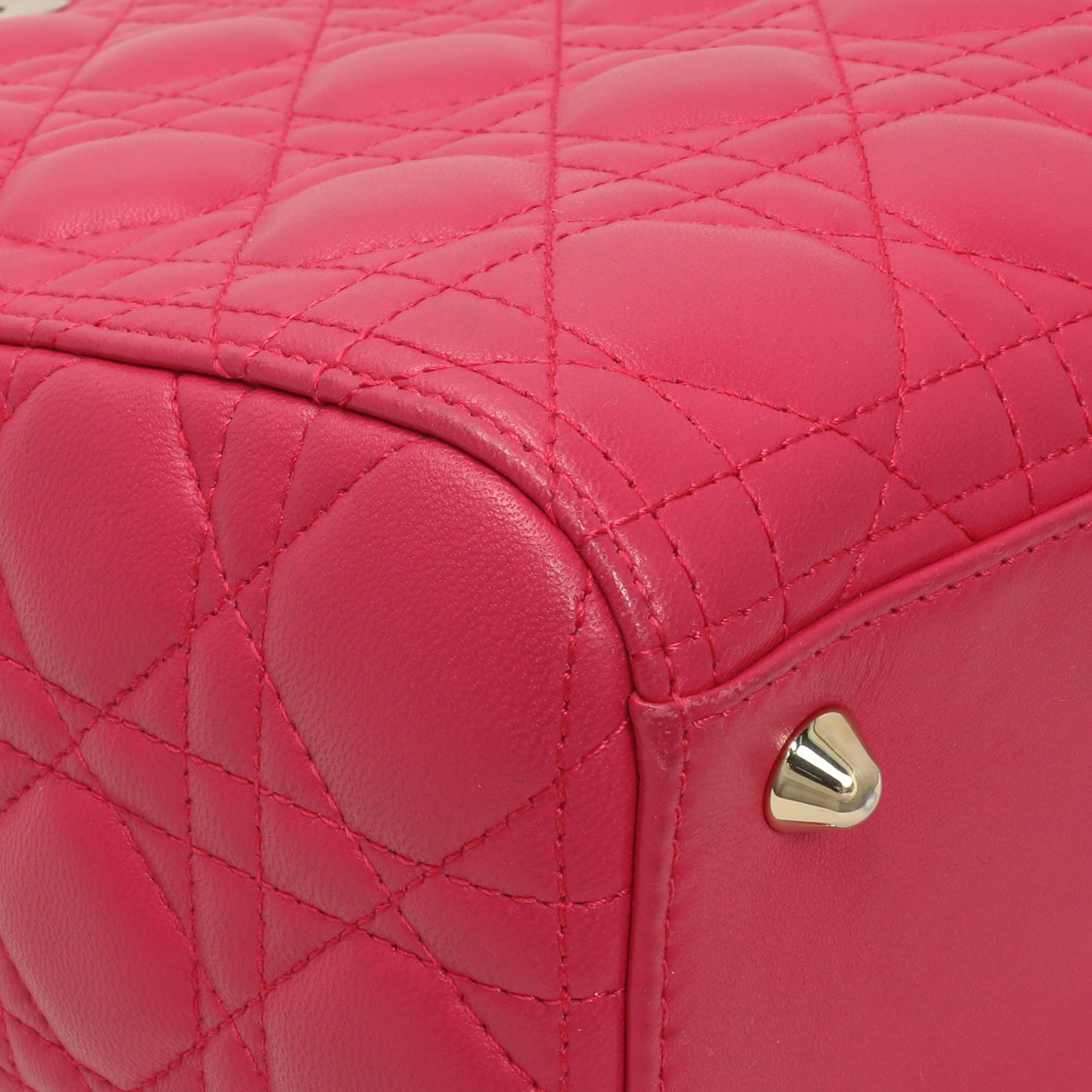 Christian Dior Fuchsia Lambskin Cannage Large Lady Dior - Image 6