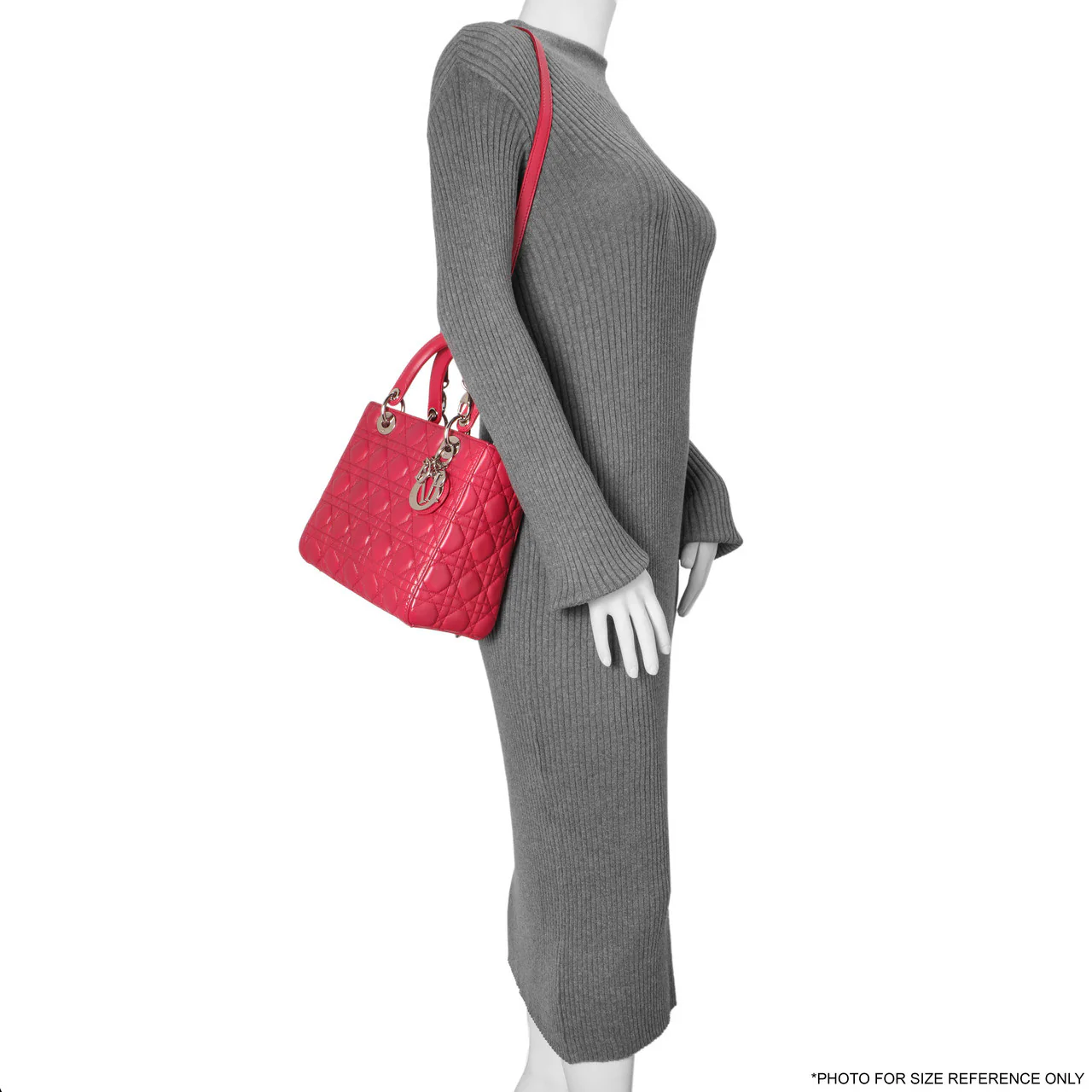Christian Dior Fuchsia Lambskin Cannage Medium Lady Dior - Image 11