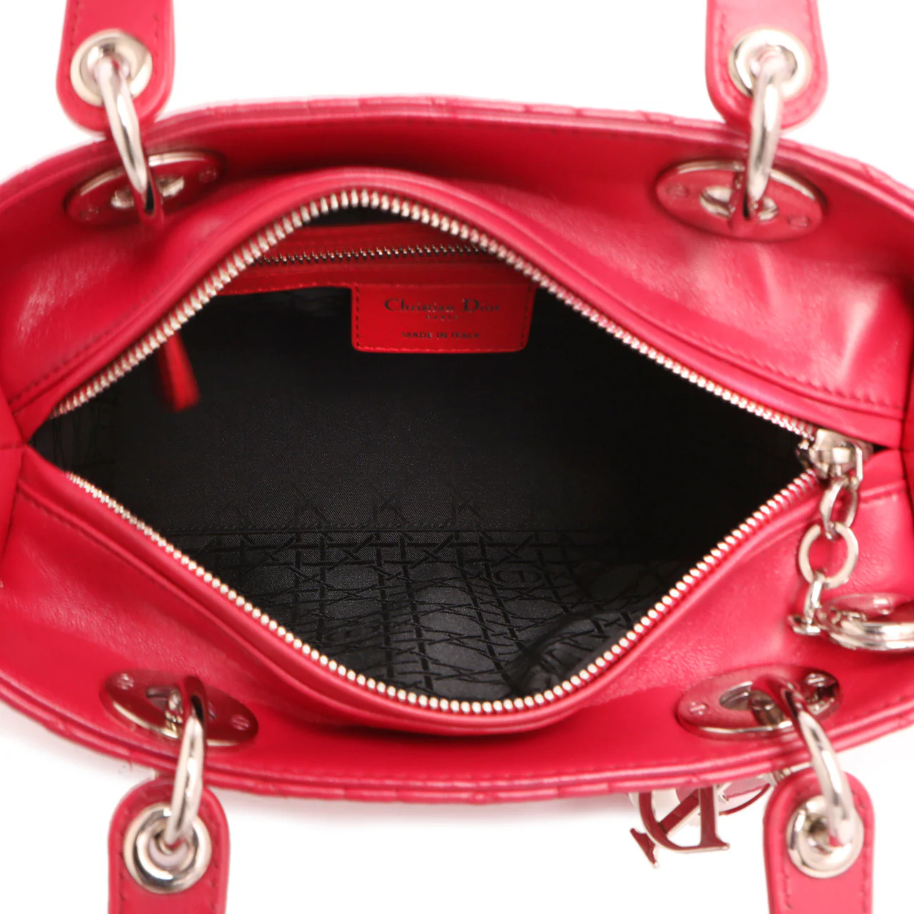 Christian Dior Fuchsia Lambskin Cannage Medium Lady Dior - Image 8
