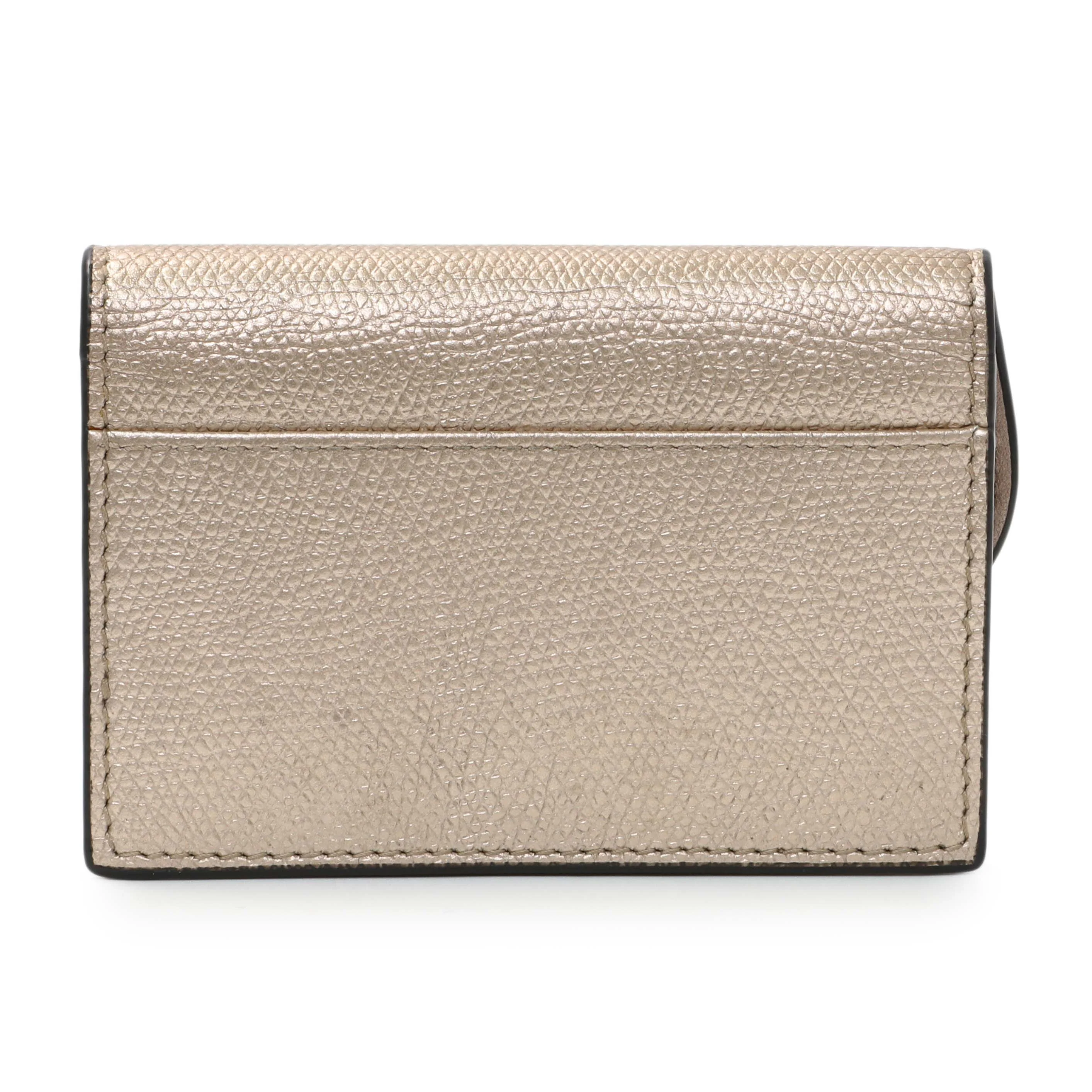 Christian Dior Gold Metallic Grained Calfskin Saddle Card Holder - Image 2
