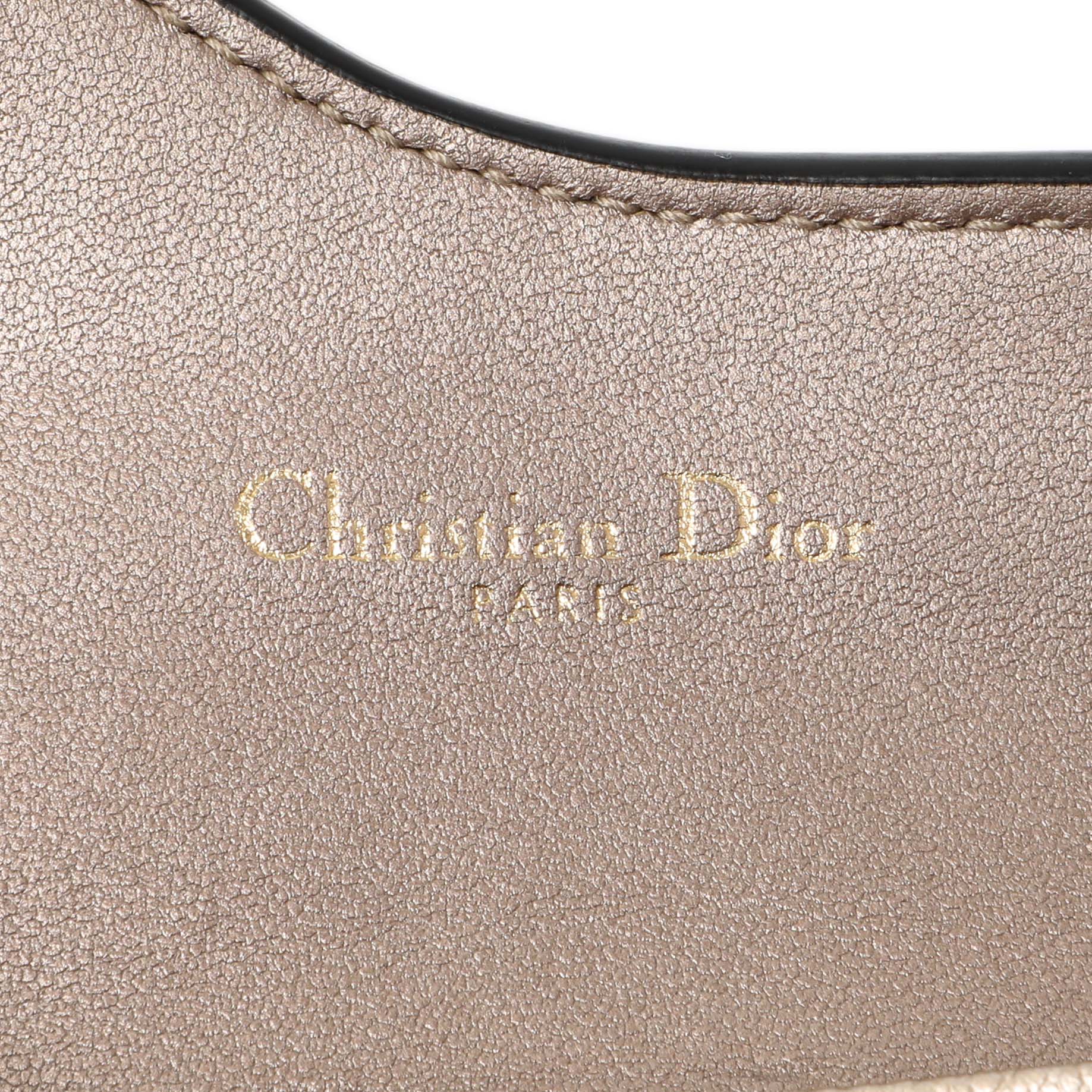 Christian Dior Gold Metallic Grained Calfskin Saddle Card Holder - Image 5