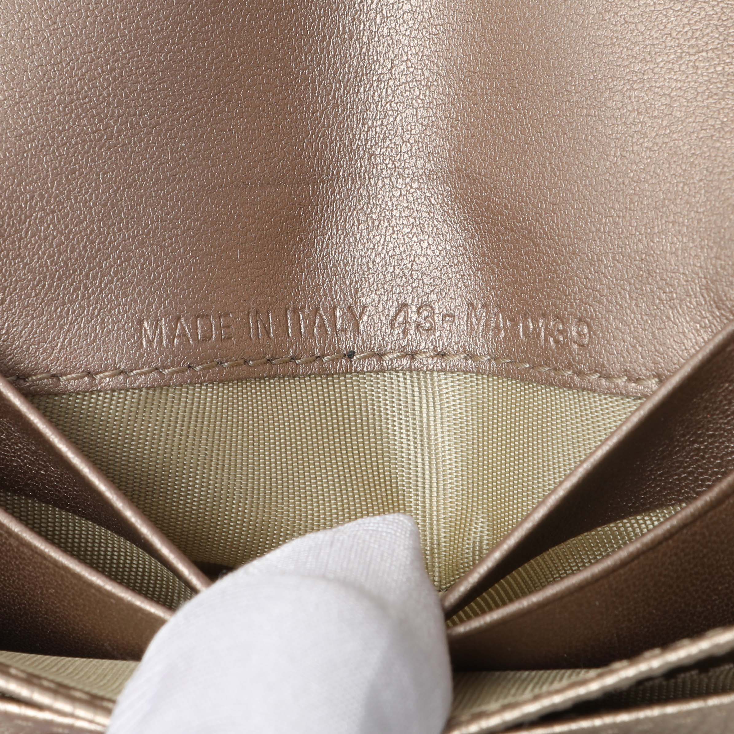 Christian Dior Gold Metallic Grained Calfskin Saddle Card Holder - Image 6