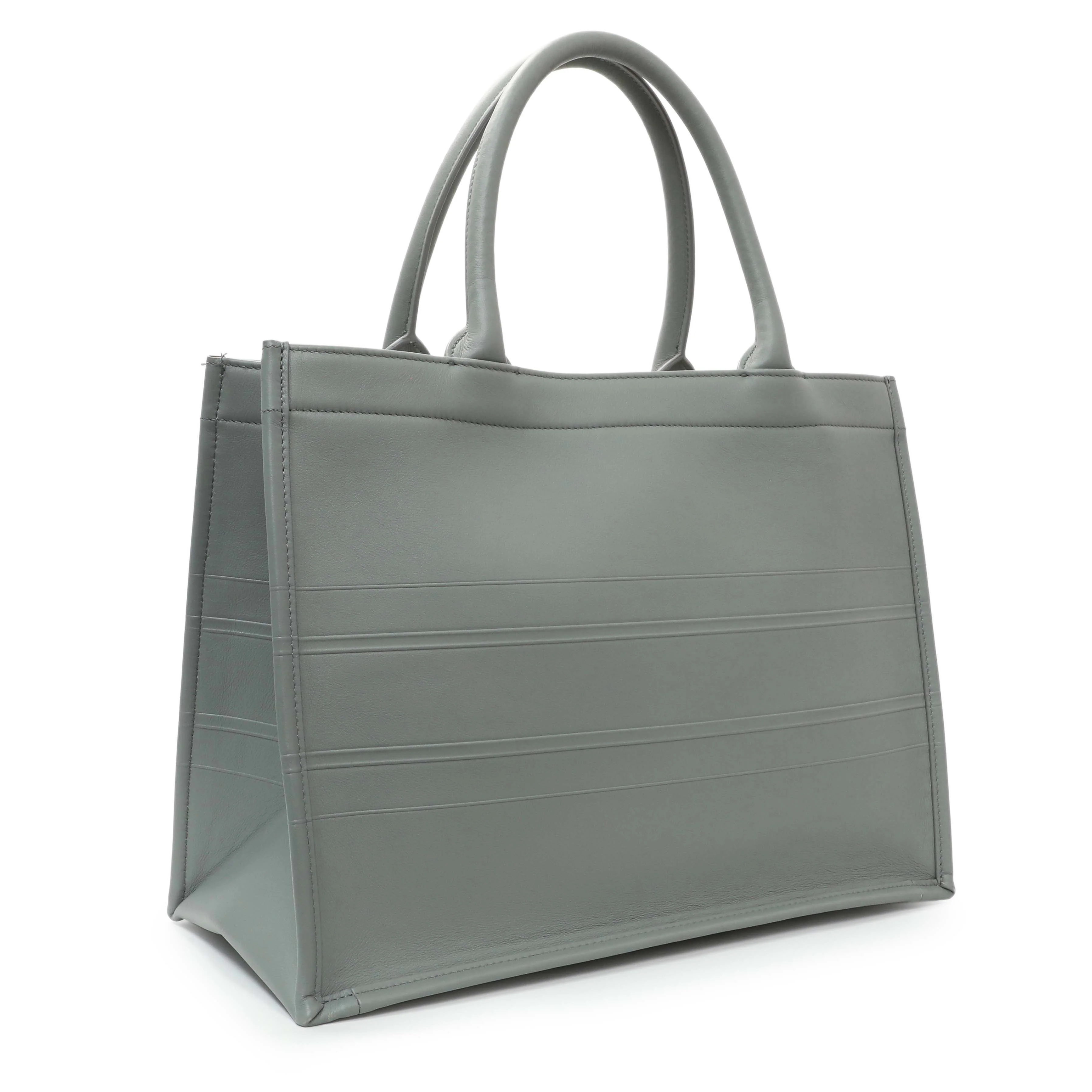 Christian Dior Grey Calfskin Embossed Medium Book Tote - Image 2