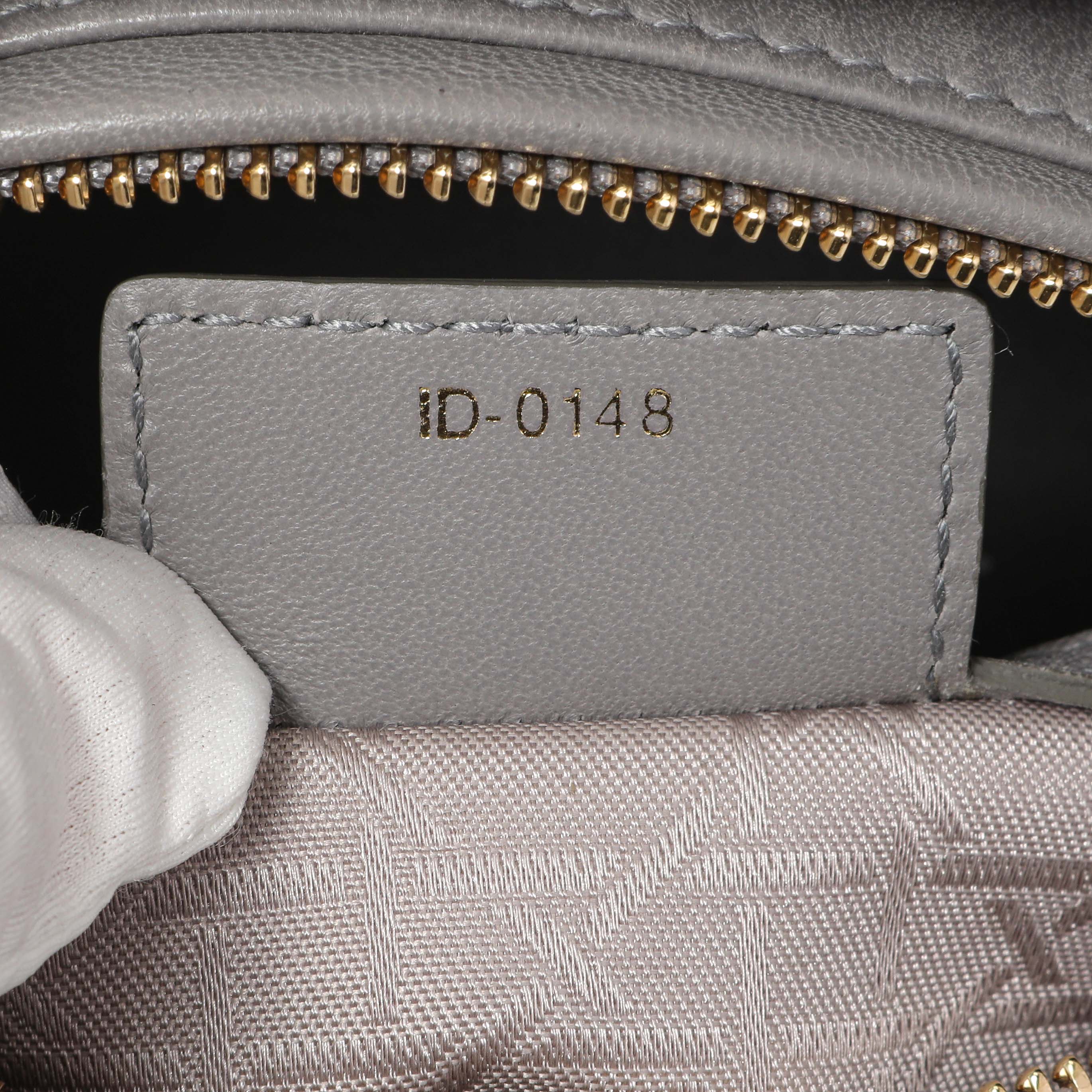 Christian Dior Grey Lambskin Cannage Medium Lady Dior - Image 10