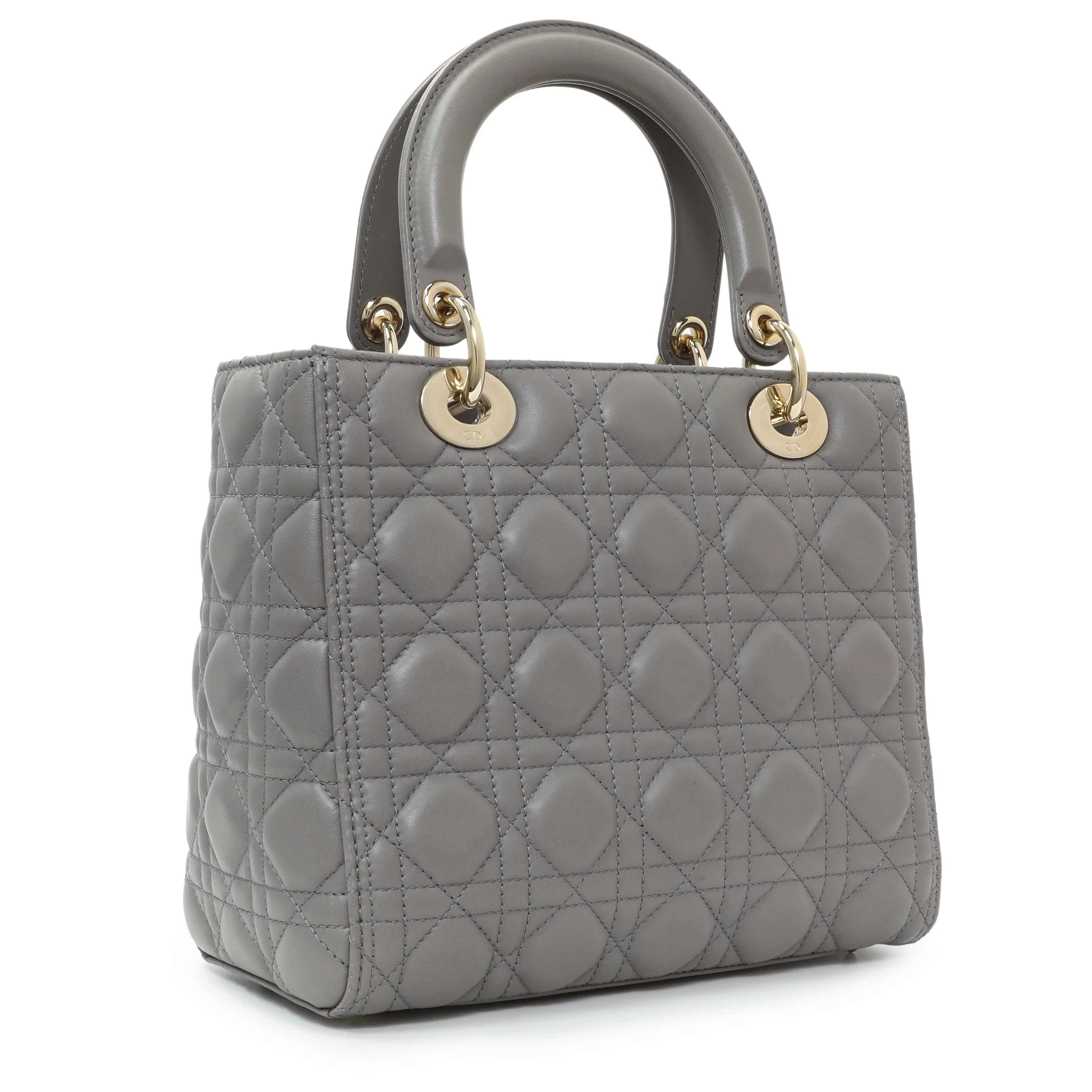 Christian Dior Grey Lambskin Cannage Medium Lady Dior - Image 2