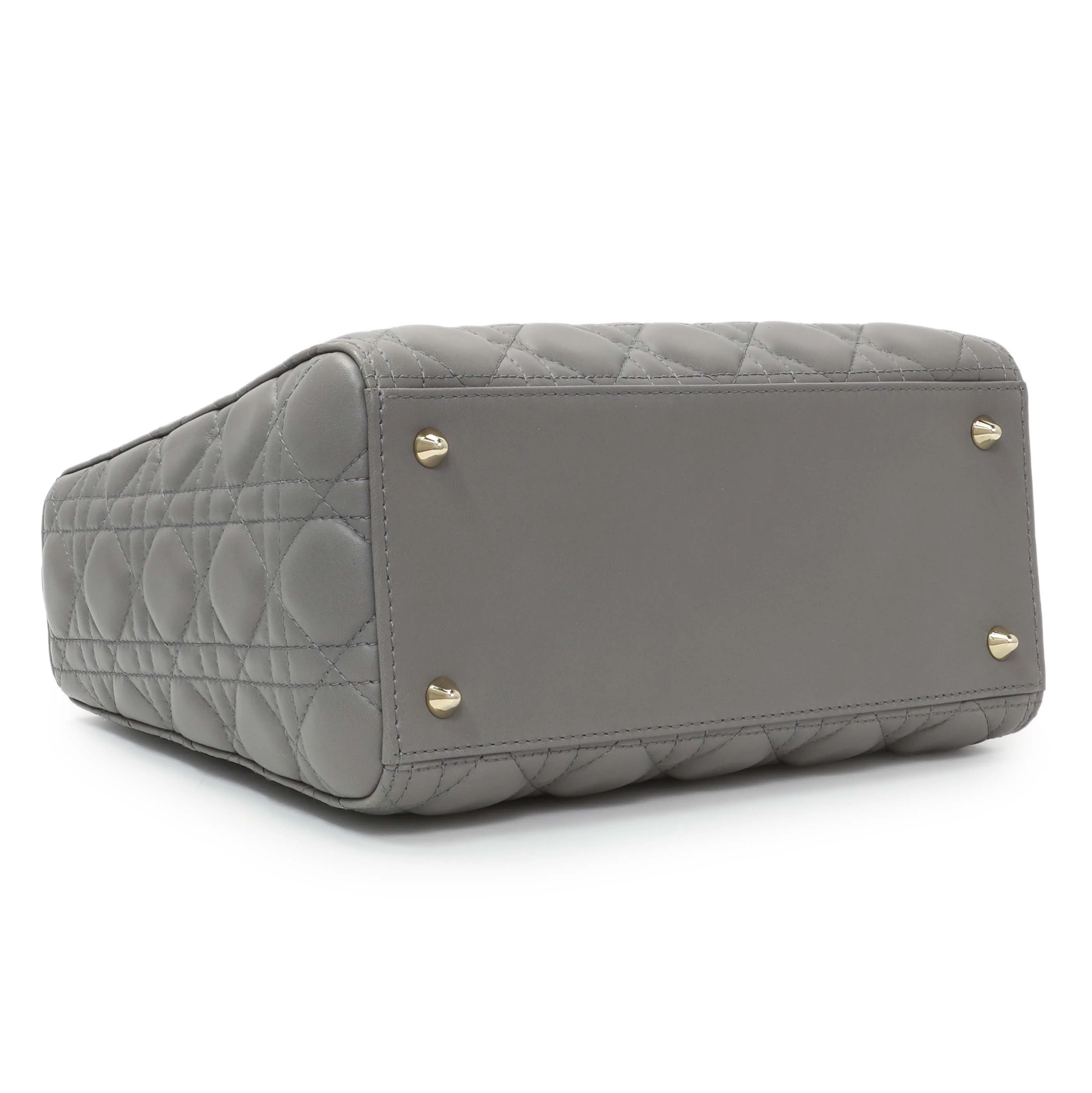 Christian Dior Grey Lambskin Cannage Medium Lady Dior - Image 3