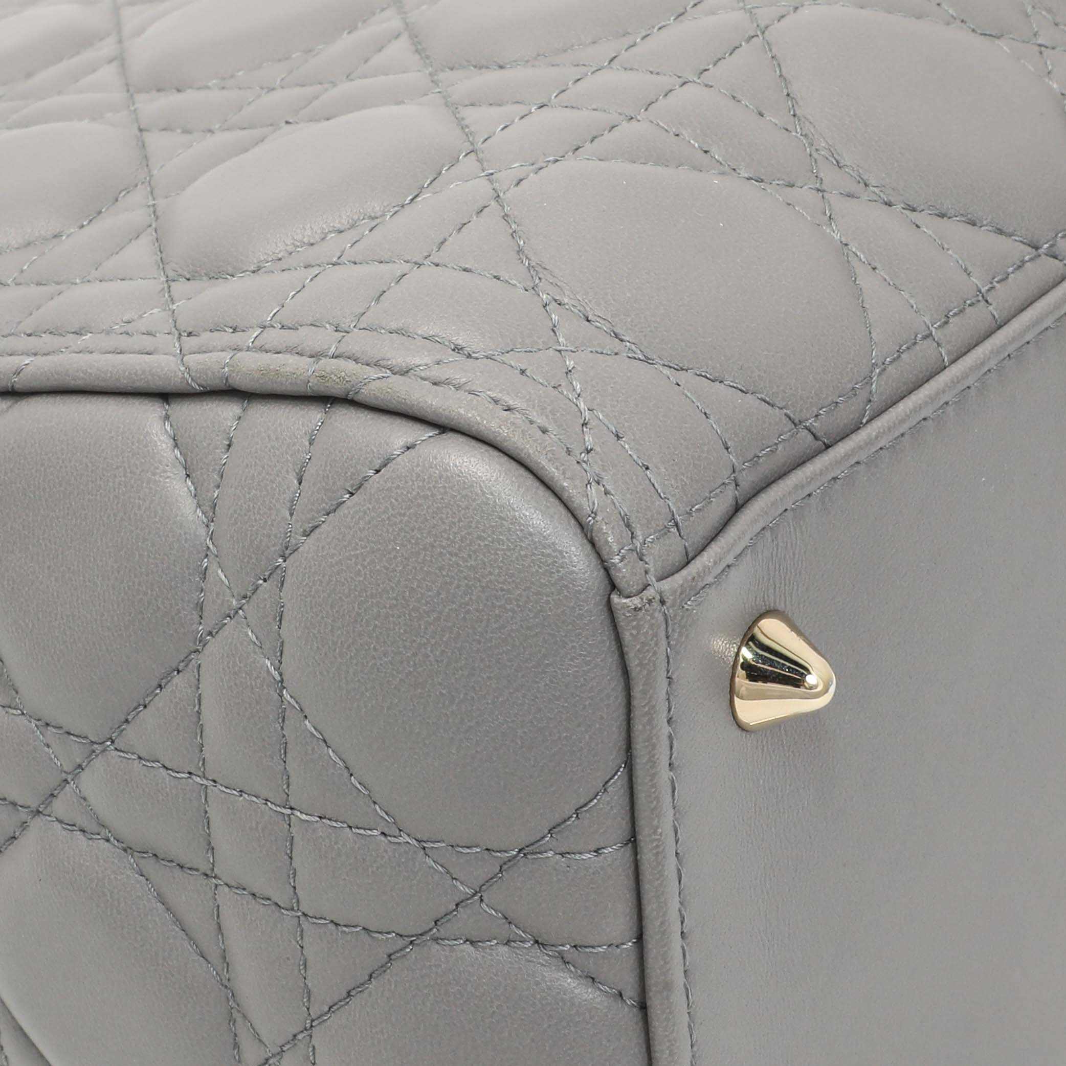 Christian Dior Grey Lambskin Cannage Medium Lady Dior - Image 4