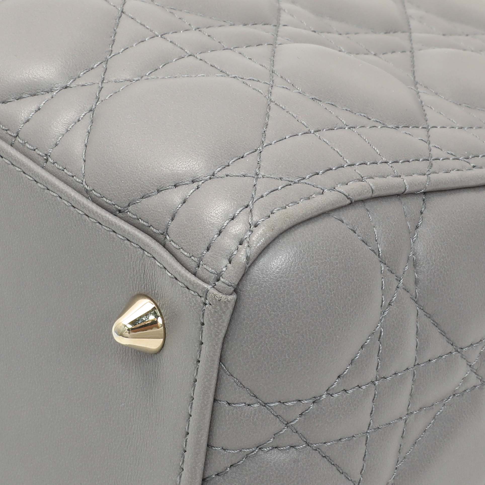 Christian Dior Grey Lambskin Cannage Medium Lady Dior - Image 7