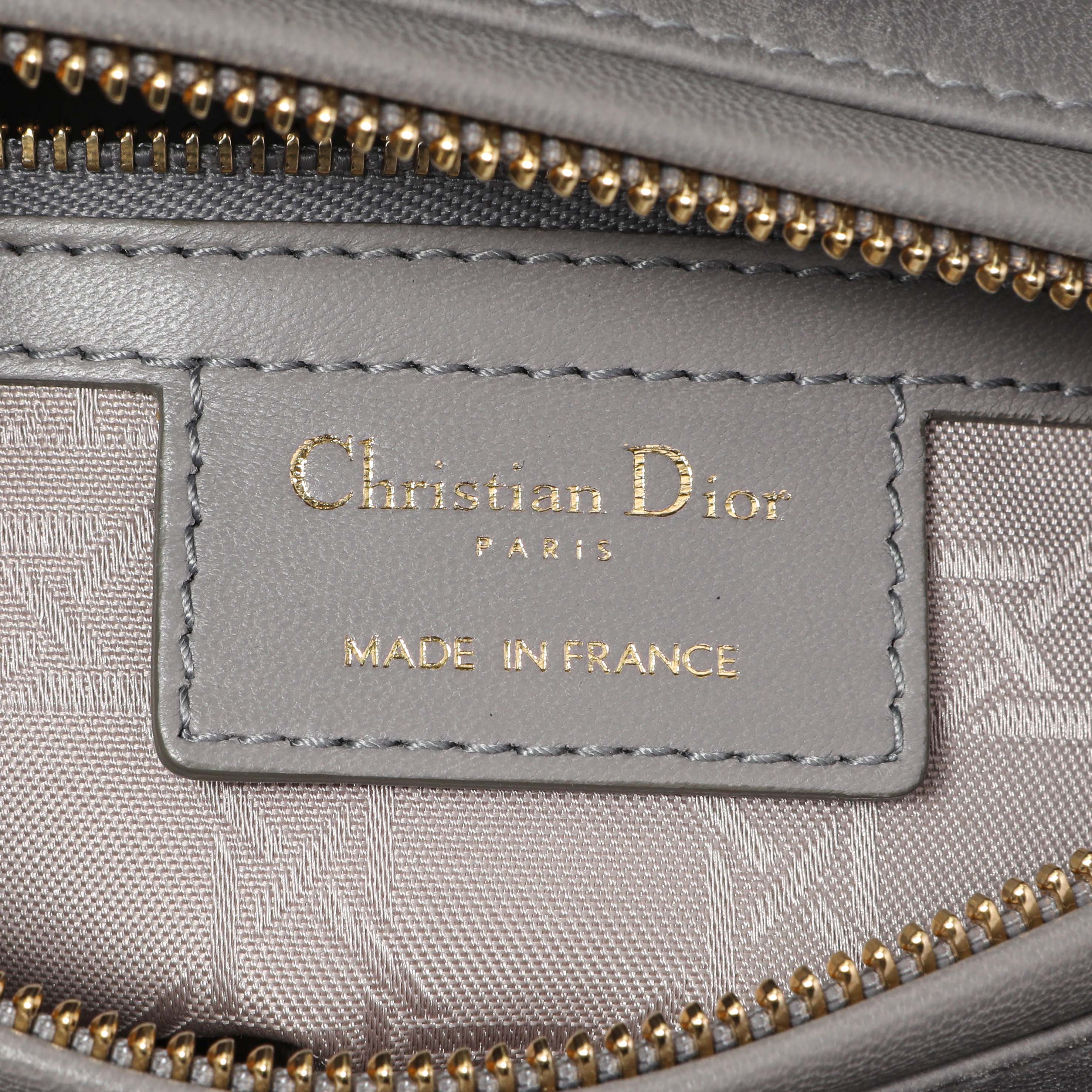 Christian Dior Grey Lambskin Cannage Medium Lady Dior - Image 9