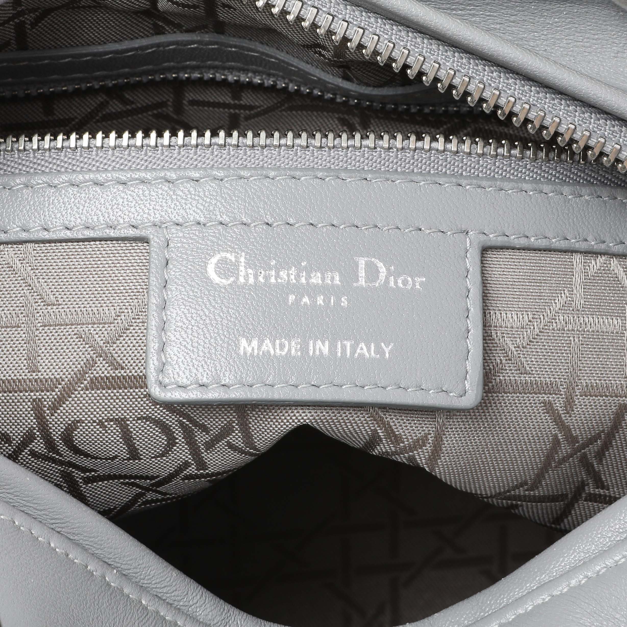 Christian Dior Grey Lambskin Cannage Medium Lady Dior - Image 13