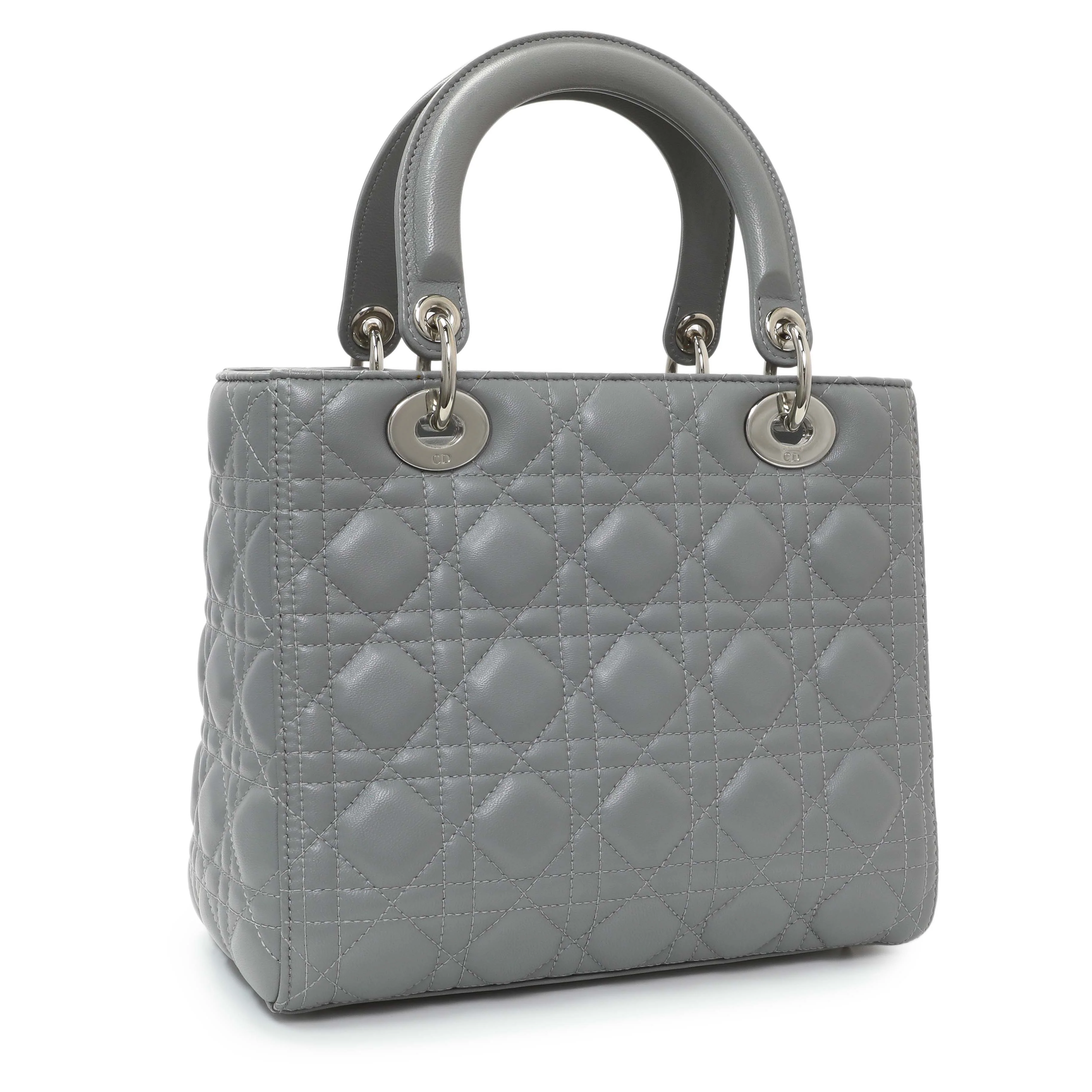 Christian Dior Grey Lambskin Cannage Medium Lady Dior - Image 2