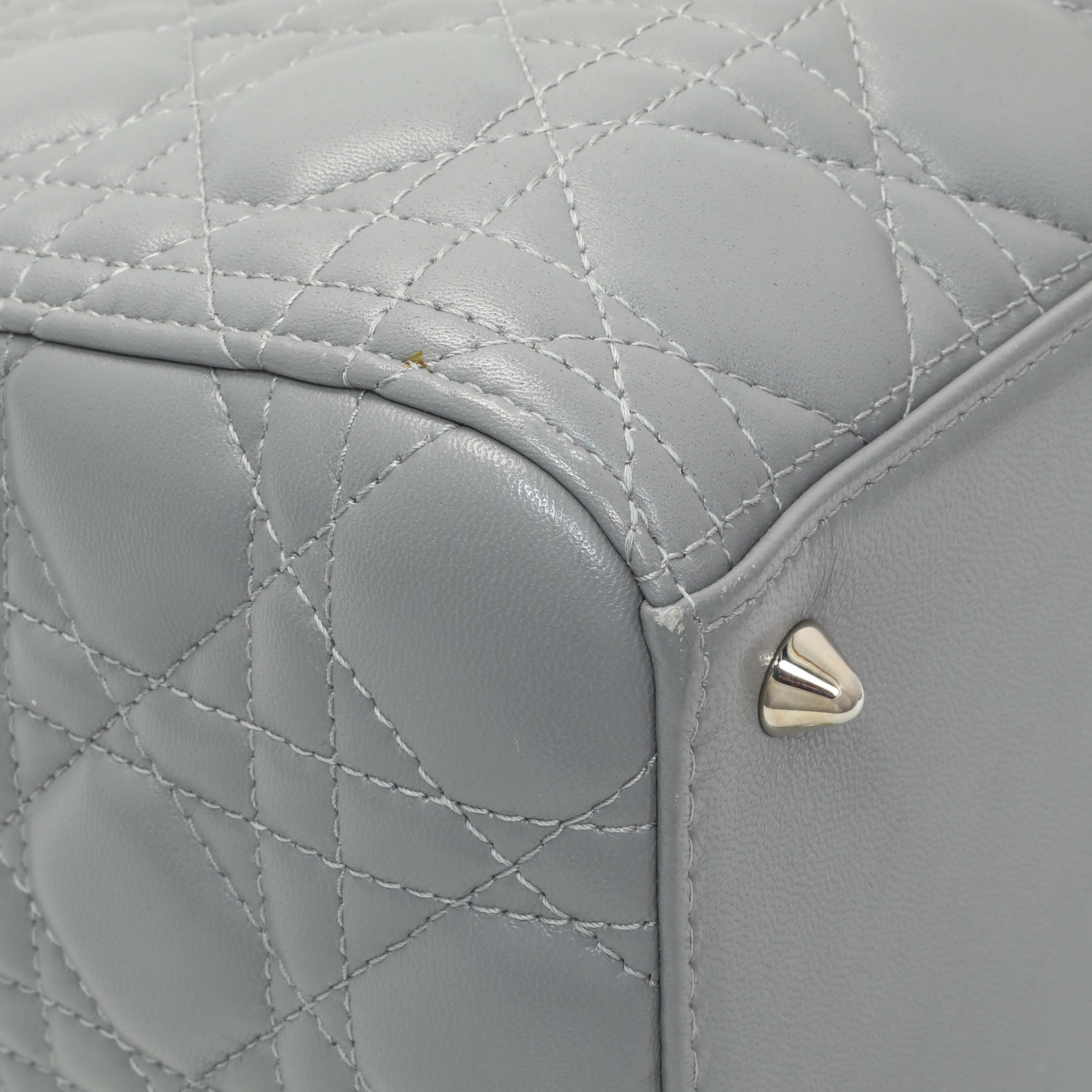 Christian Dior Grey Lambskin Cannage Medium Lady Dior - Image 4