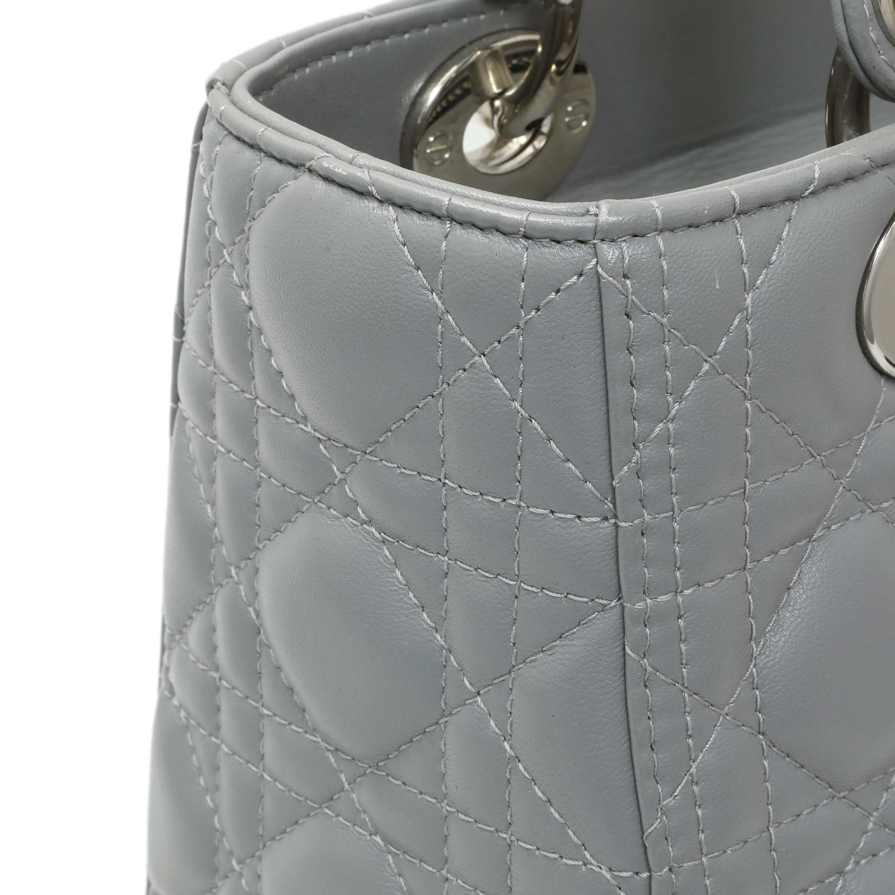 Christian Dior Grey Lambskin Cannage Medium Lady Dior - Image 8