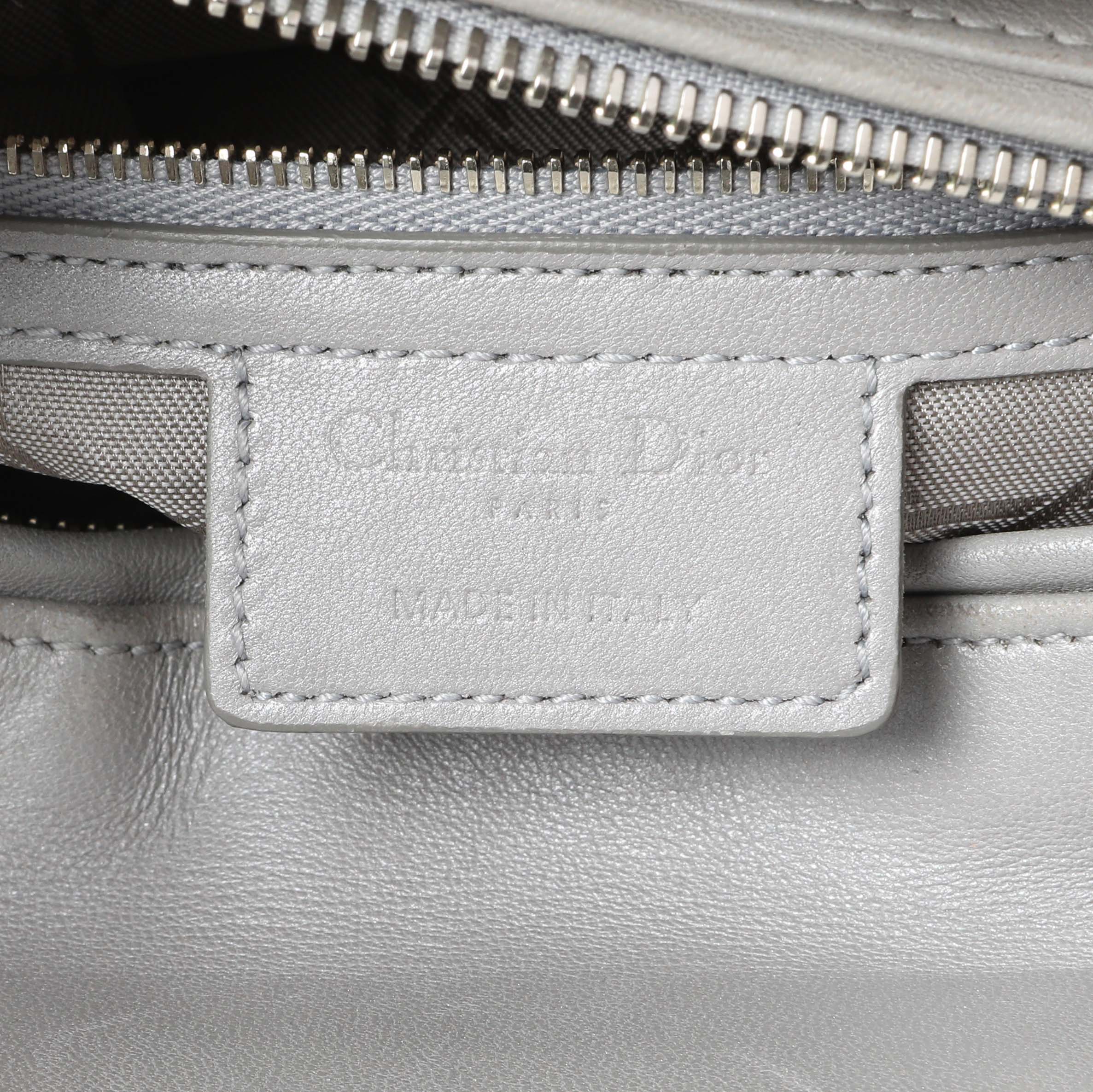 Christian Dior Grey Lambskin Cannage Medium Lady Dior - Image 11