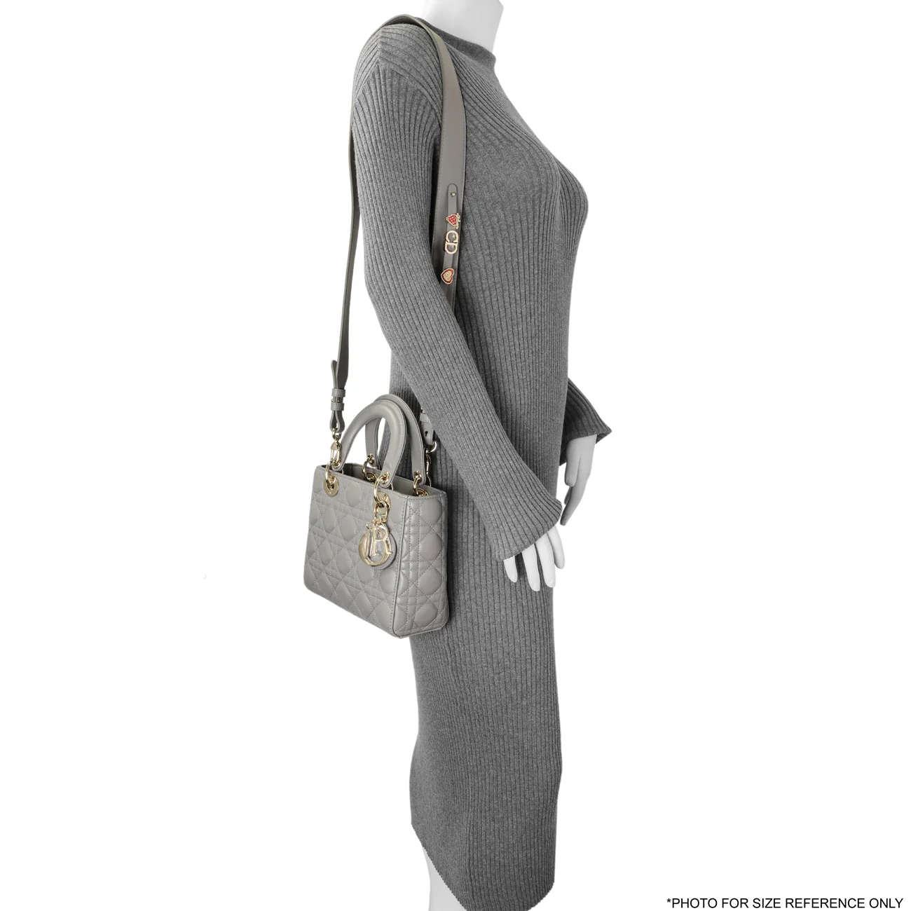 Christian Dior Grey Lambskin Cannage Small My ABCDior Lady Dior - Image 7
