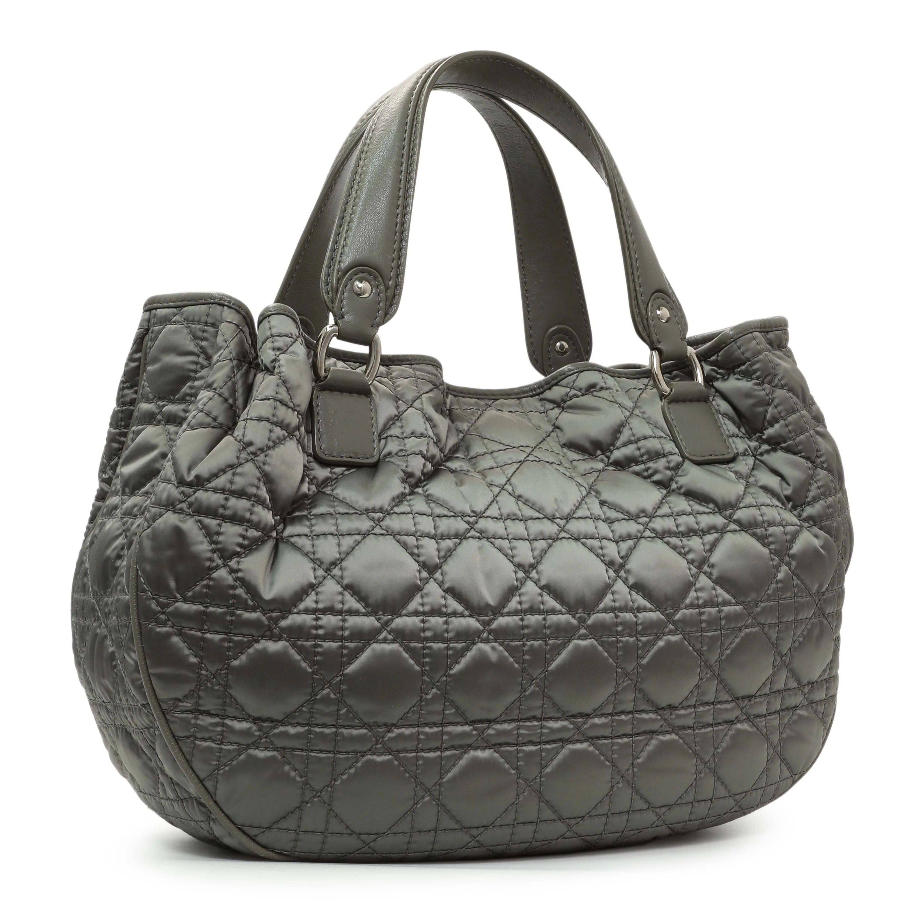 Christian Dior Grey Nylon Cannage Charming Lock Tote - Image 2