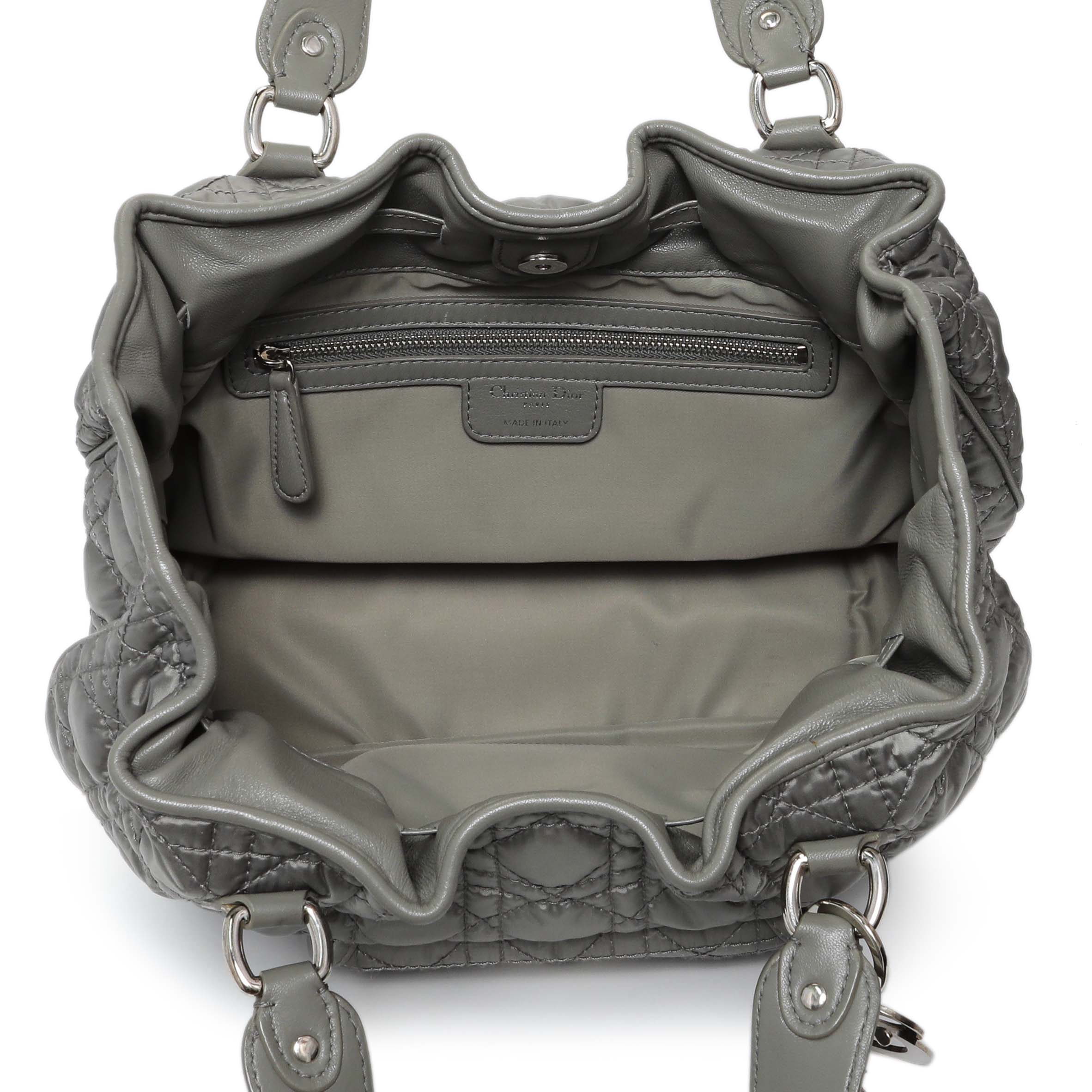 Christian Dior Grey Nylon Cannage Charming Lock Tote - Image 4